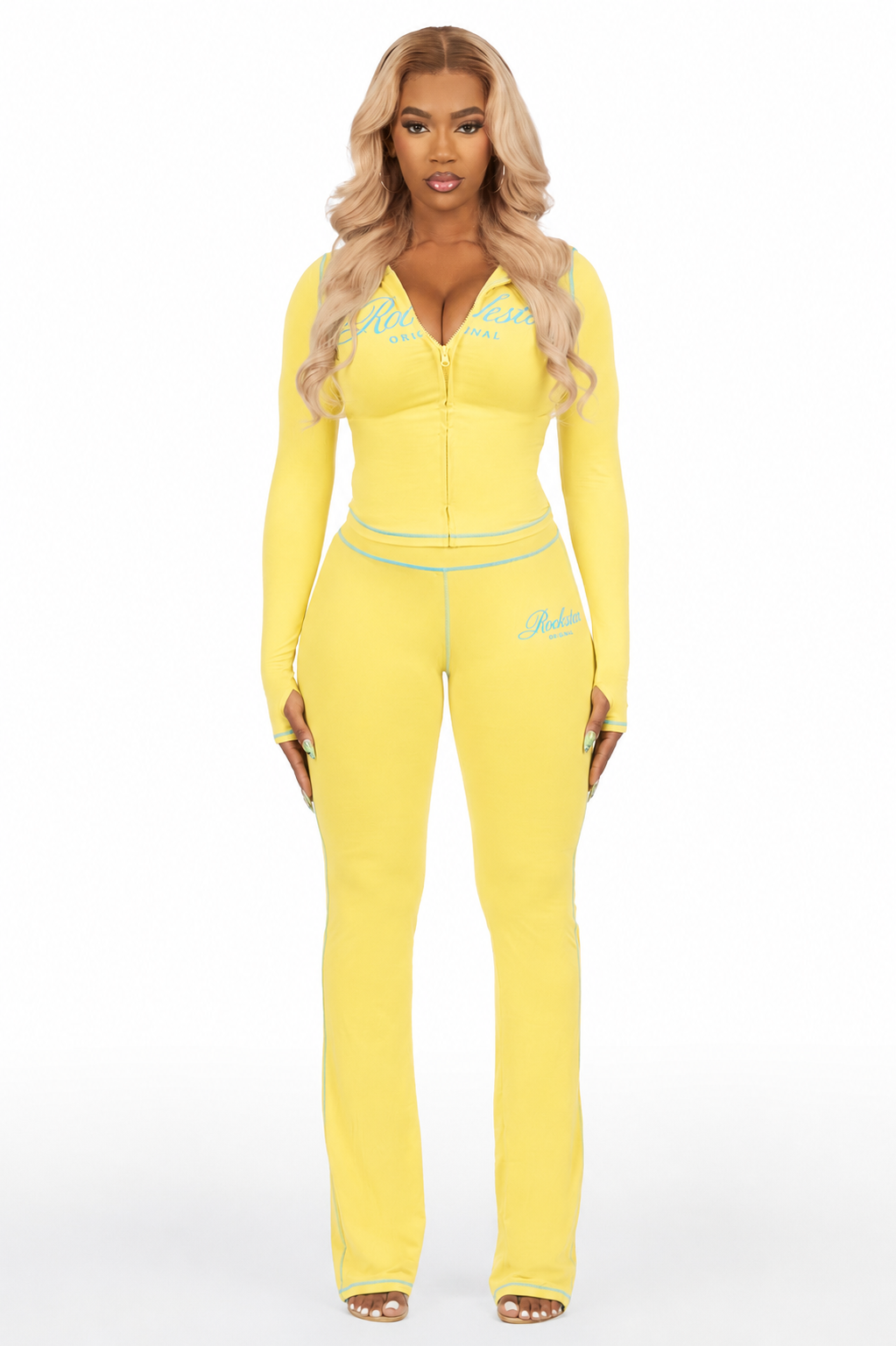 Arzena Yellow/Blue Zip Up Lounge Track Set