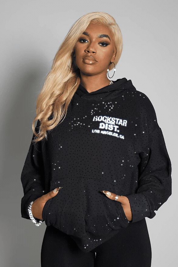 Dalasia Black Rhinestone Hoodie