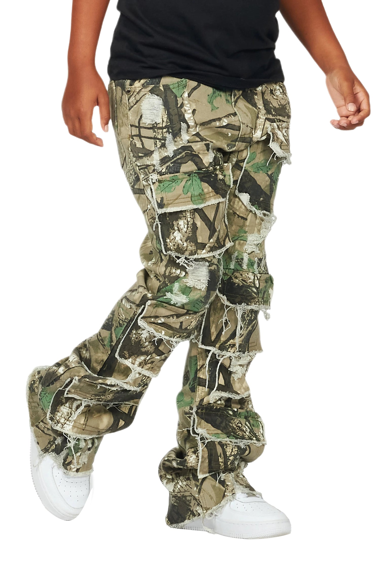 Boys Petrus Tree Camo Stacked Flare Jean by Rockstar Original