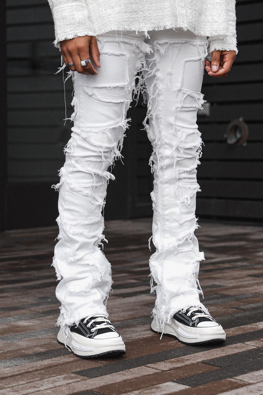 Shake White Stacked Flare Jean– Rockstar Original