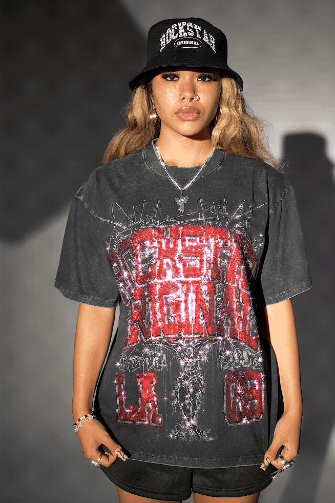 Iesha Black Rhinestone T-Shirt