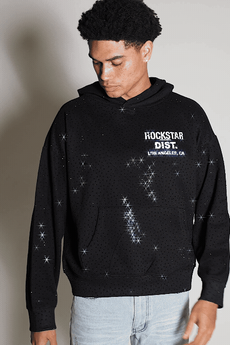 Lake Black Rhinestone Oversized Hoodie