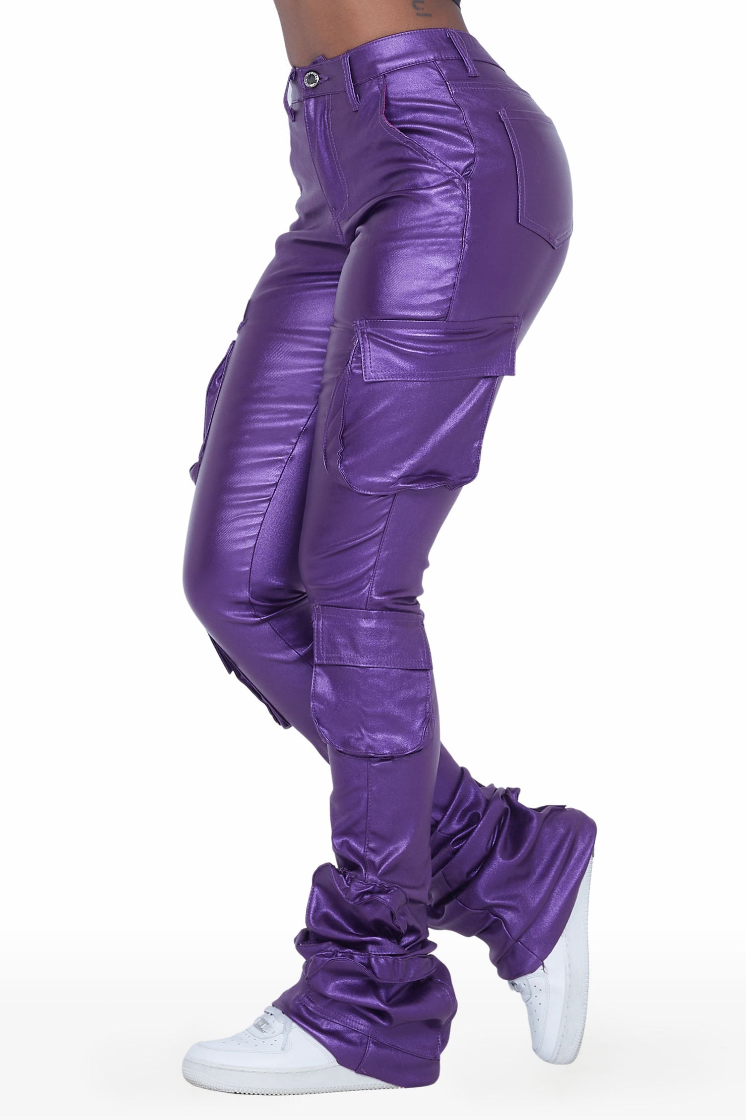 Miracle Purple PU Cargo Super Stacked Pant– Rockstar Original