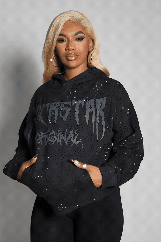 Andreas Black Rhinestone Hoodie