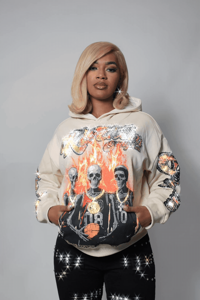 Felicita Beige Rhinestone Hoodie