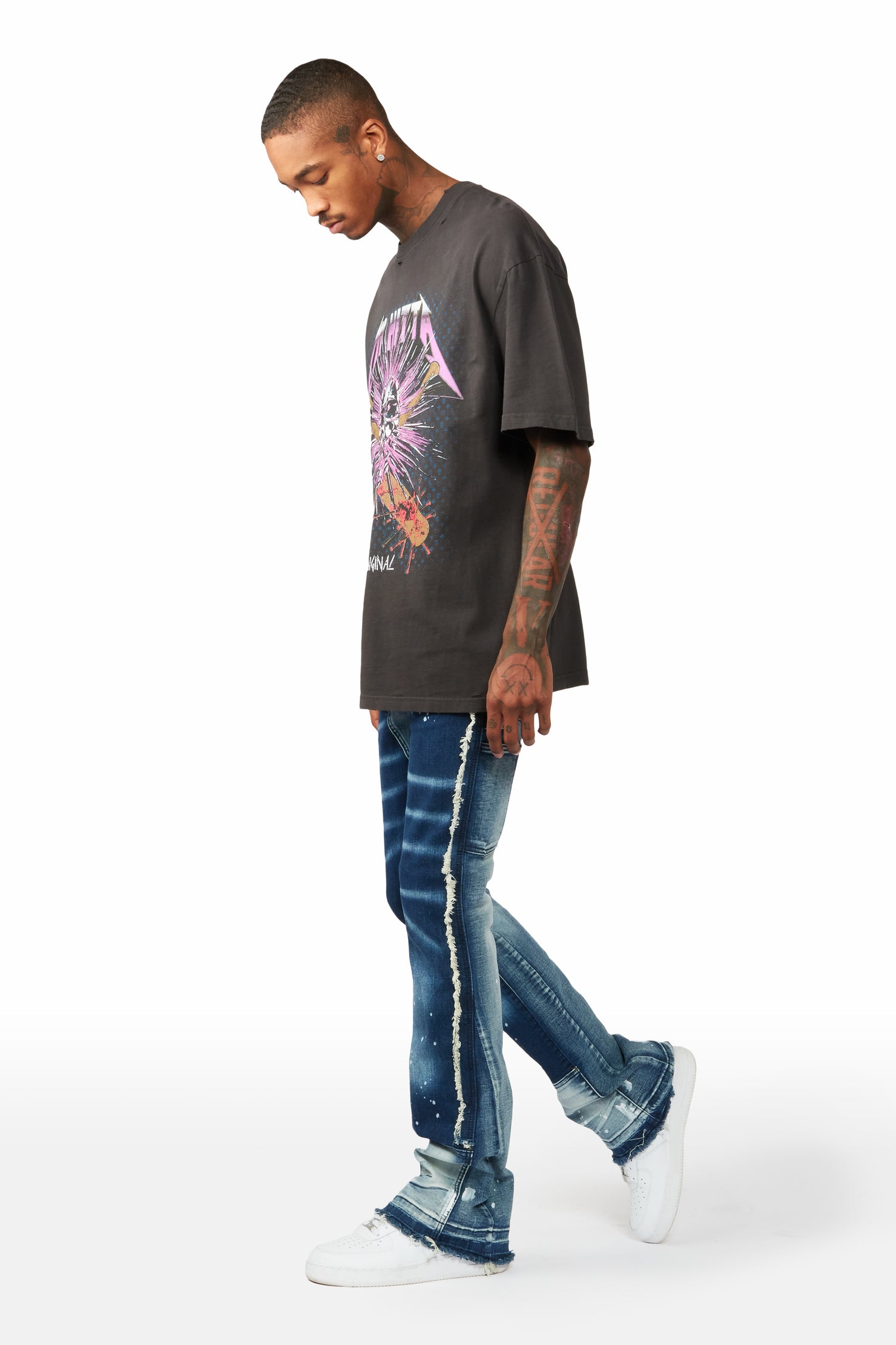 Carson Blue Stacked Flare Jean