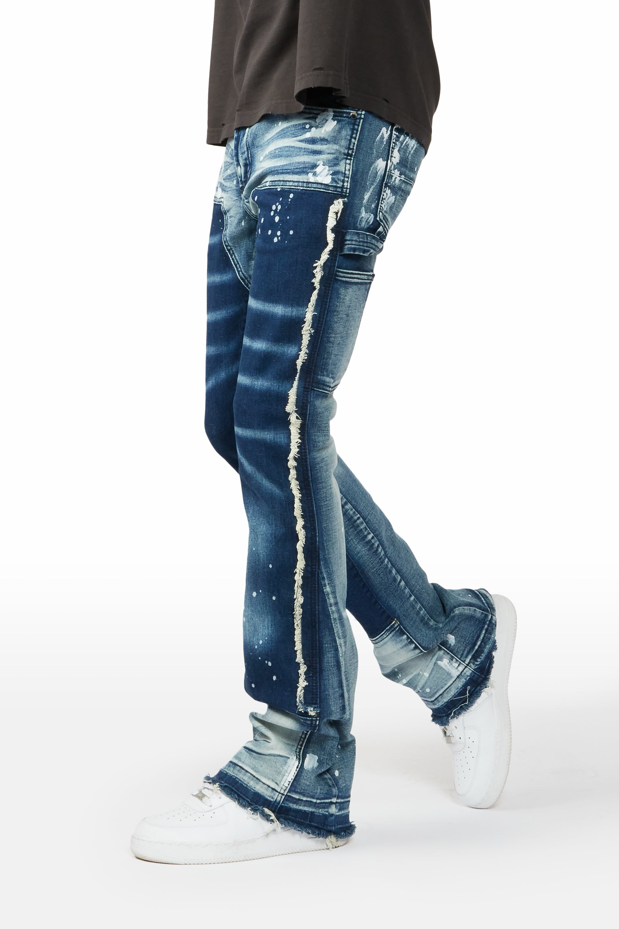 Carson Blue Stacked Flare Jean