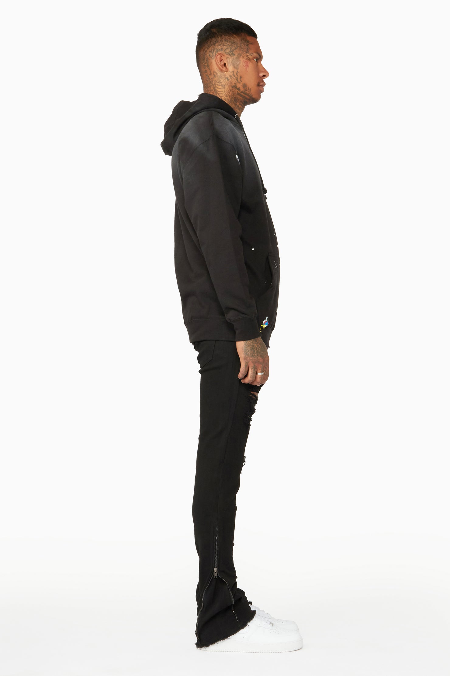 Ferg Black Stacked Flare Jean