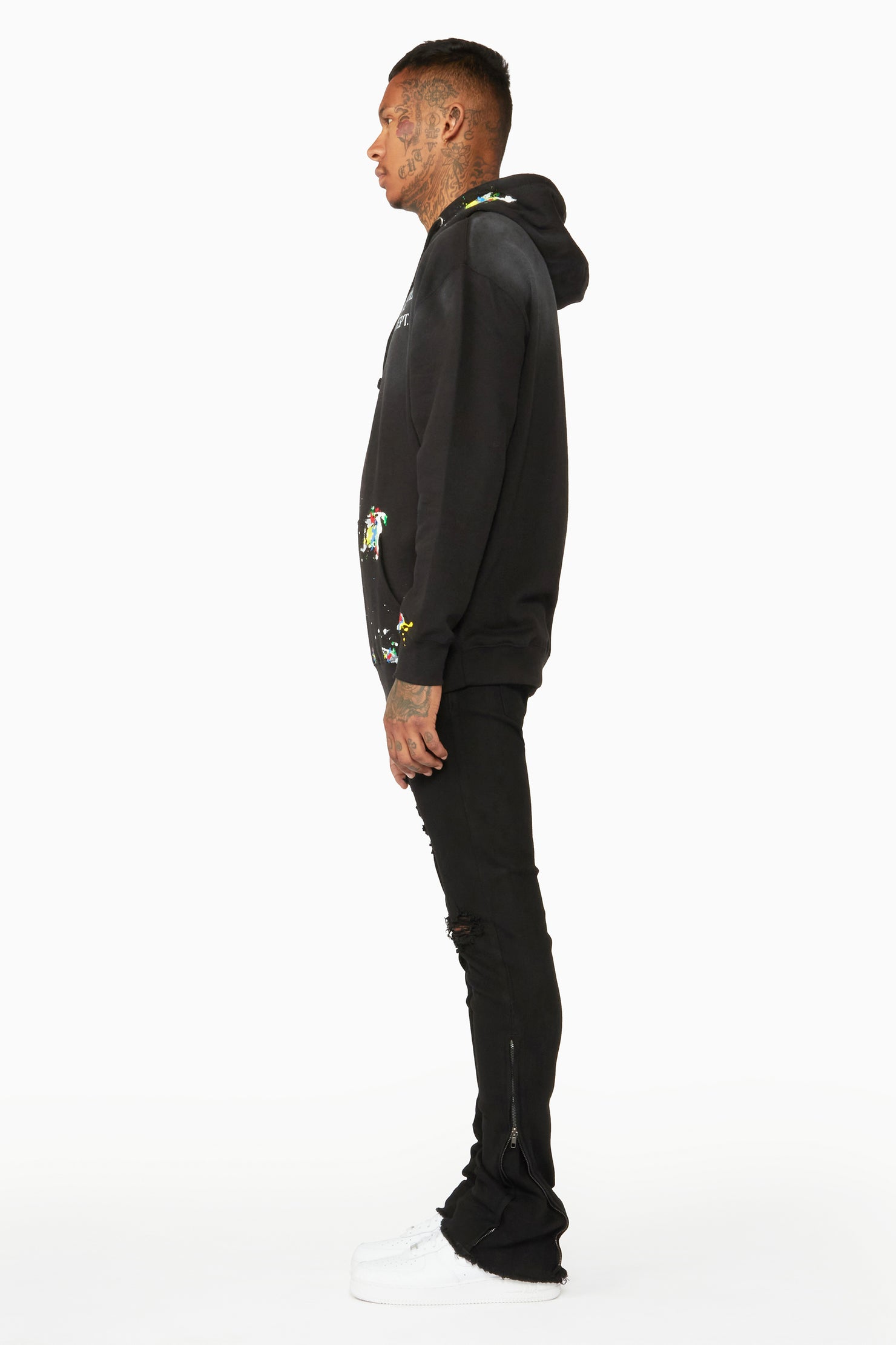 Ferg Black Stacked Flare Jean