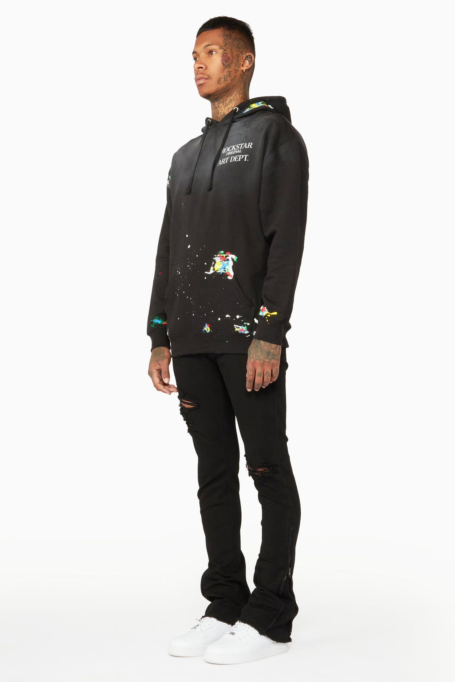 Ferg Black Stacked Flare Jean