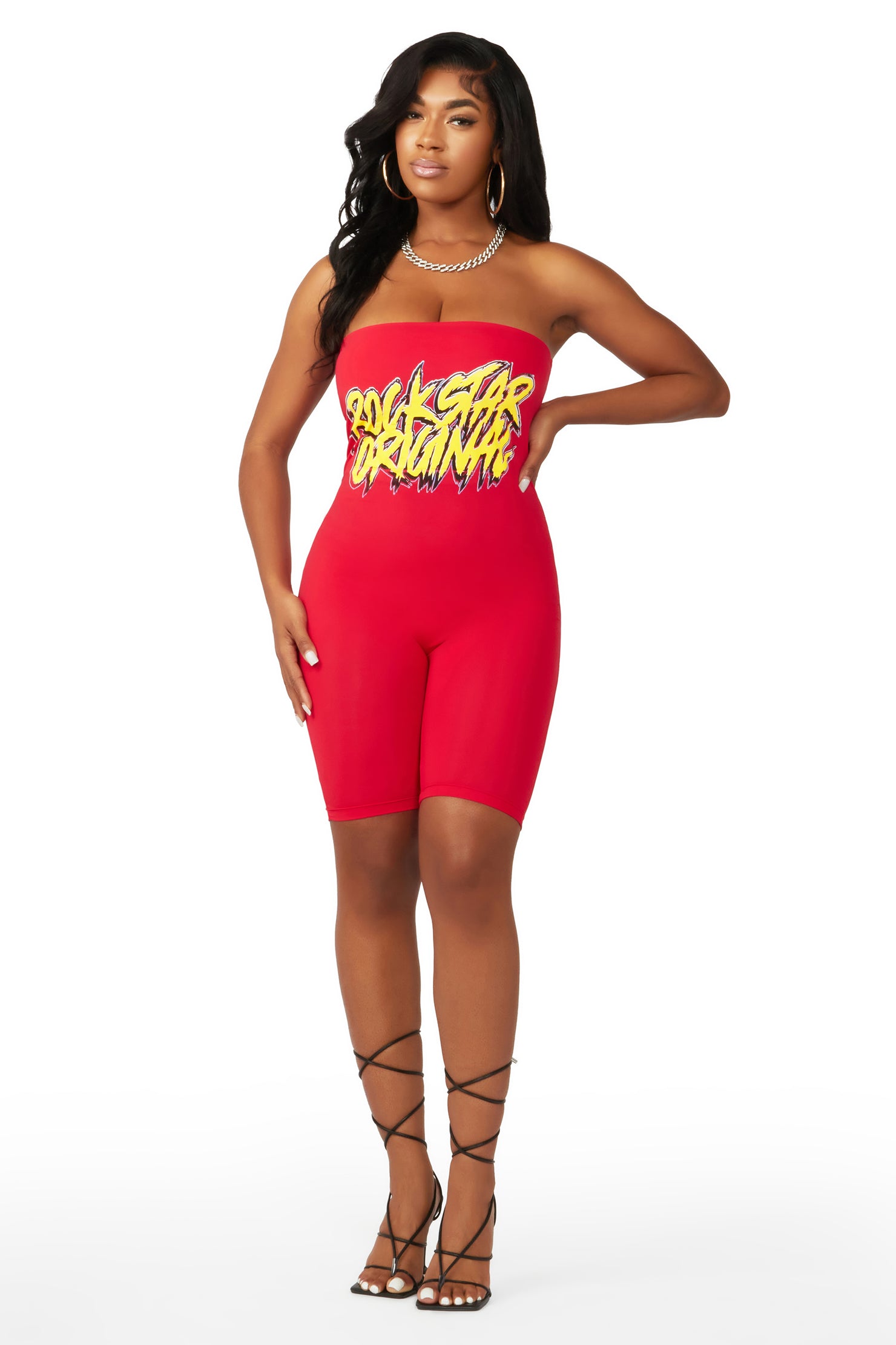 Mirah Red Sleeveless Romper