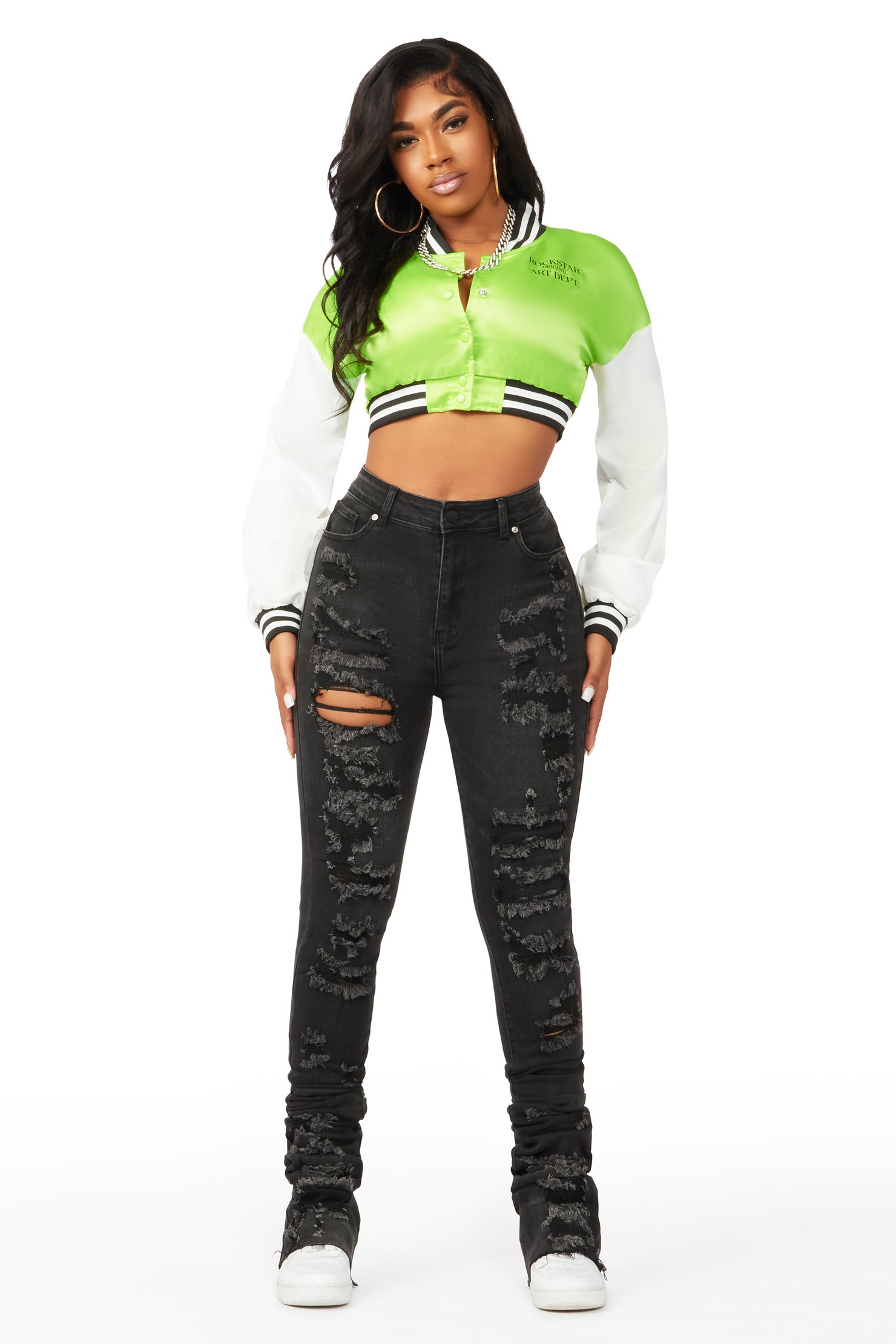 Your Loss Black Distressed Super Stacked Jean