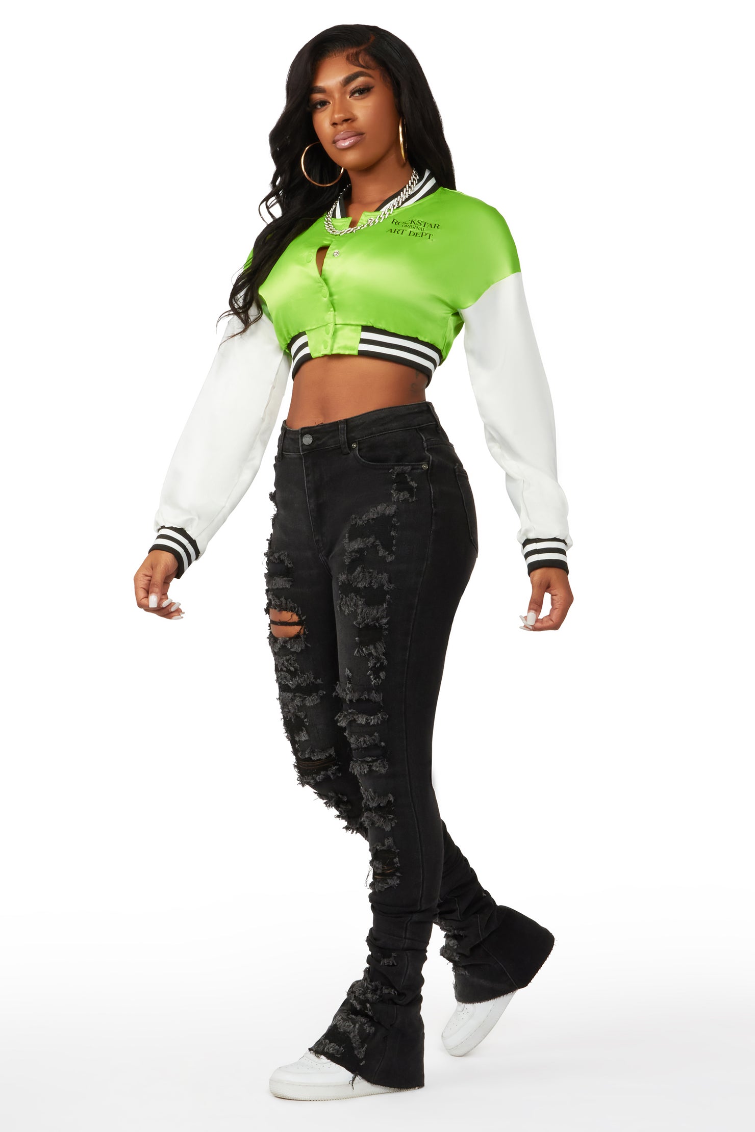 Your Loss Black Distressed Super Stacked Jean