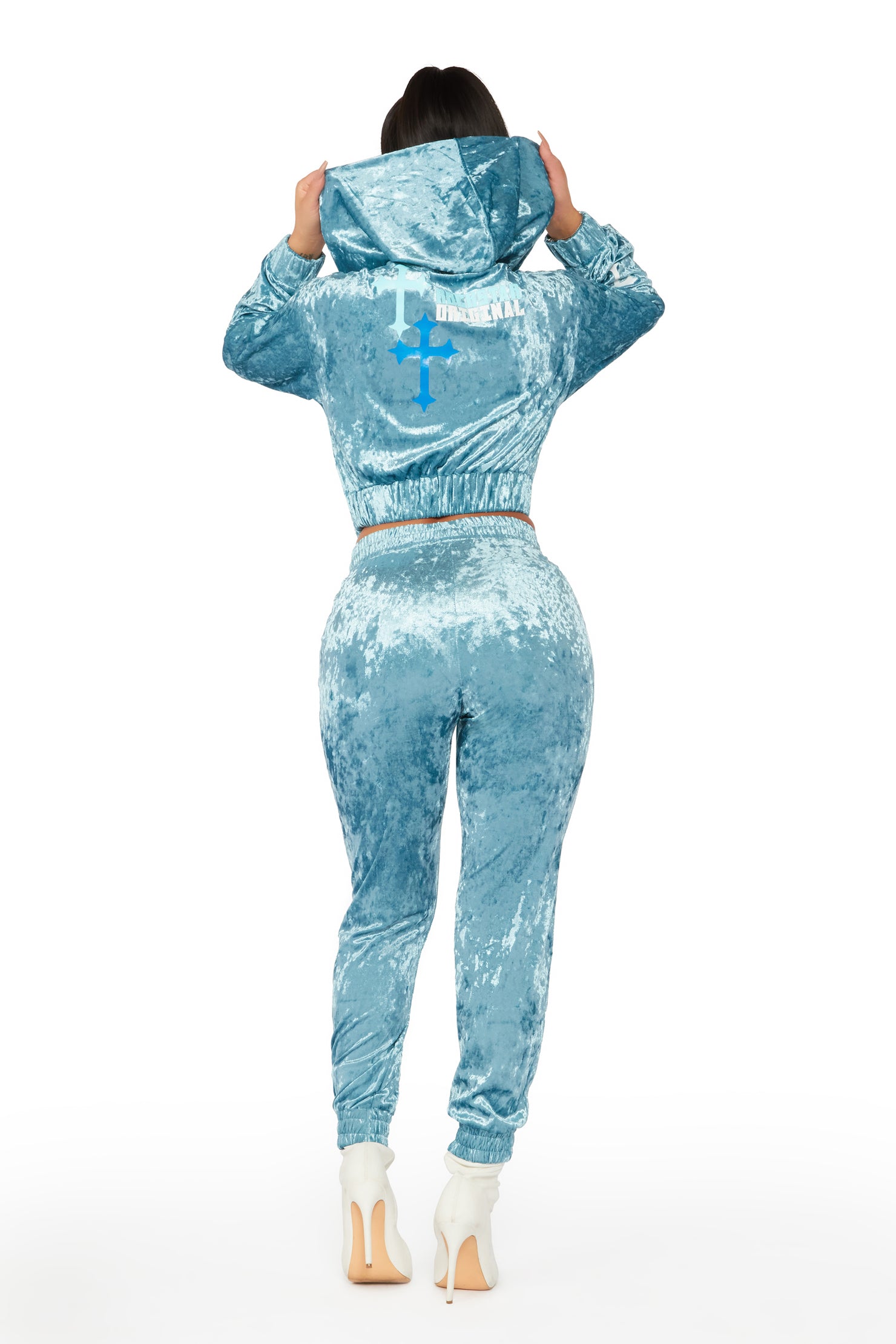 Double Dutch Teal 3 Piece Velour Trackset