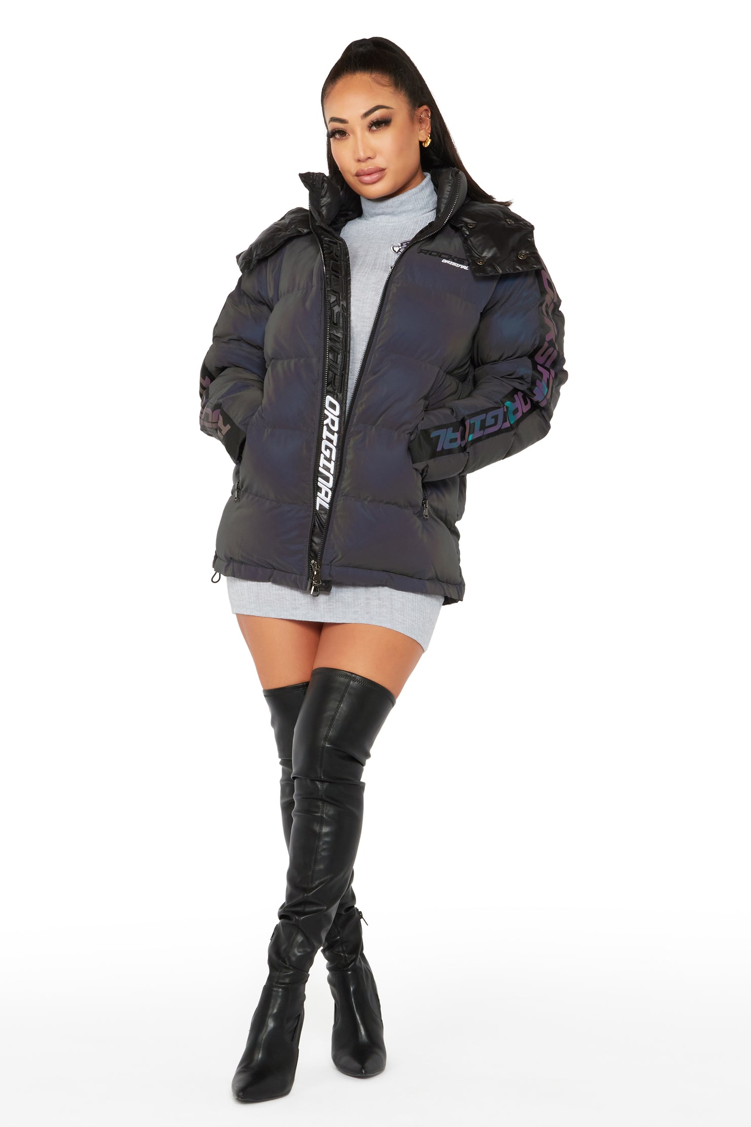 Nikita Reflective Black Long Puffer Jacket