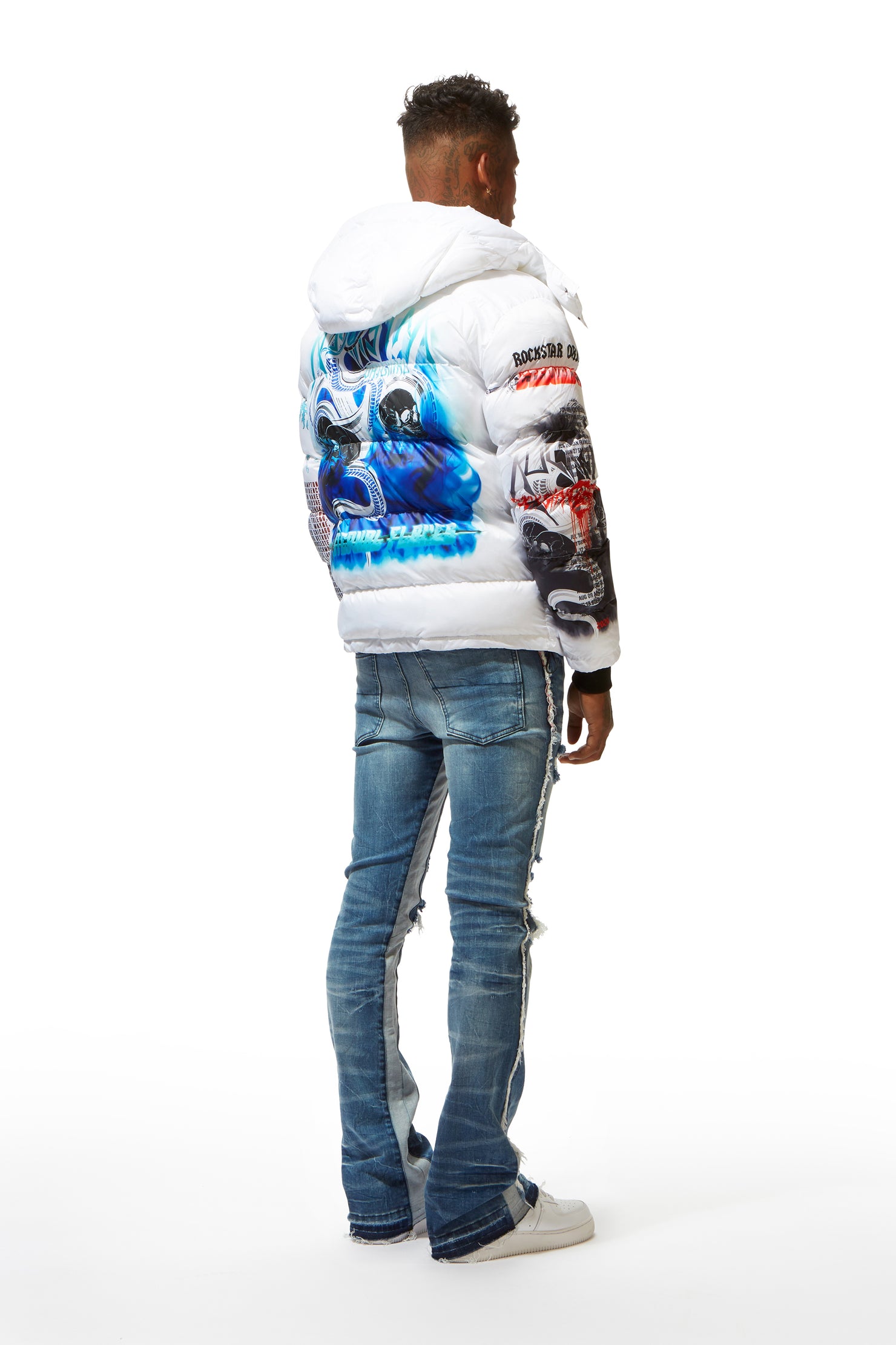 Nash White Graphic Print Puffer Jacket