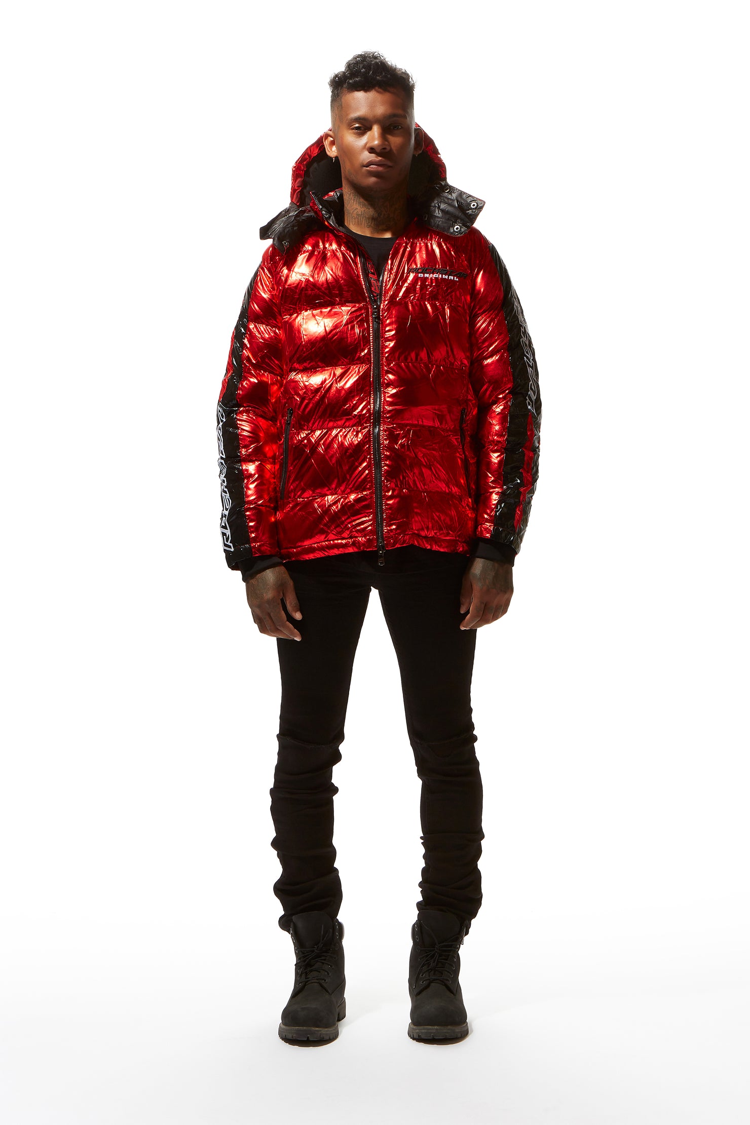 Metallic Red Alasia Puffer Jacket