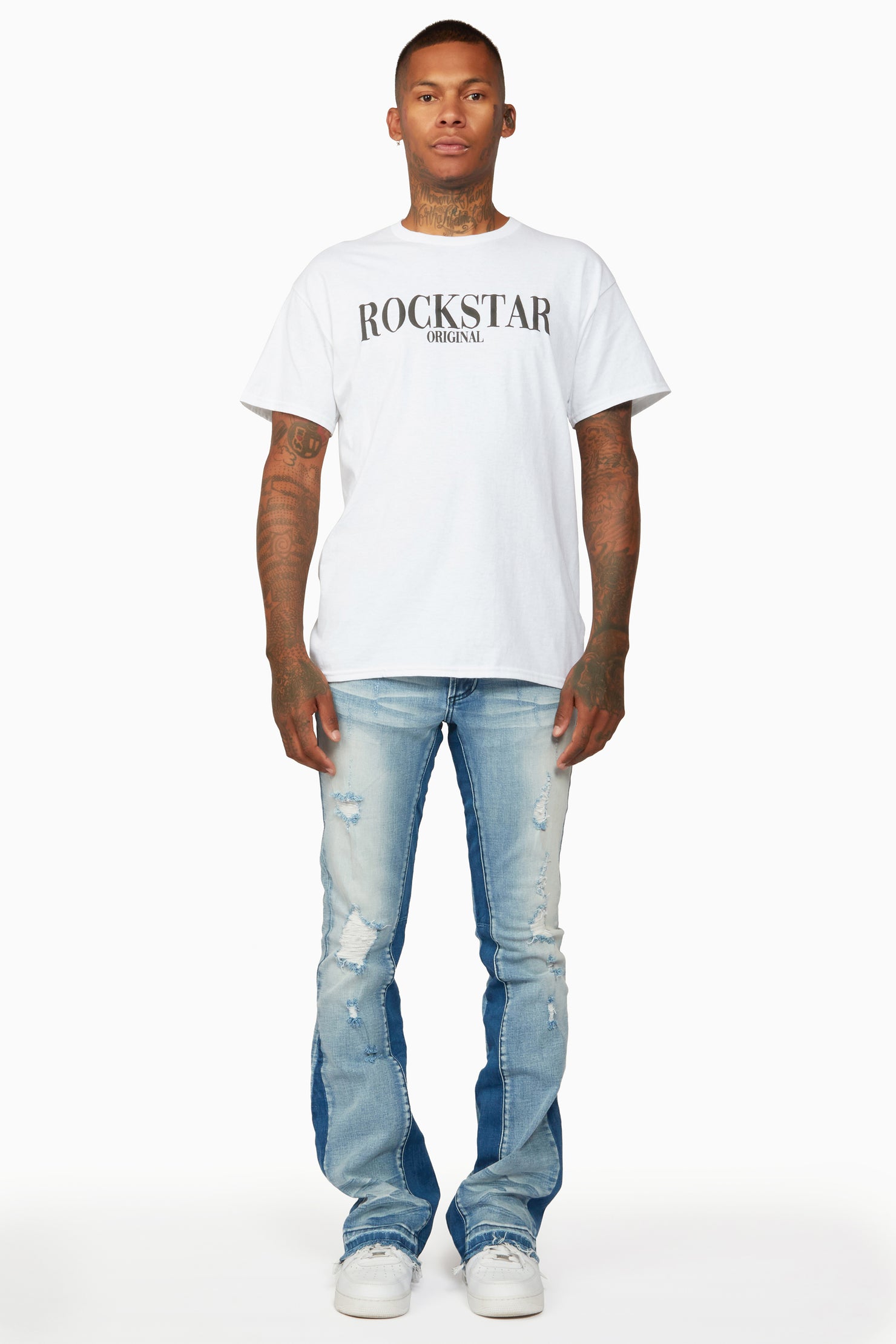 Tibbs Blue Stacked Flare Jean