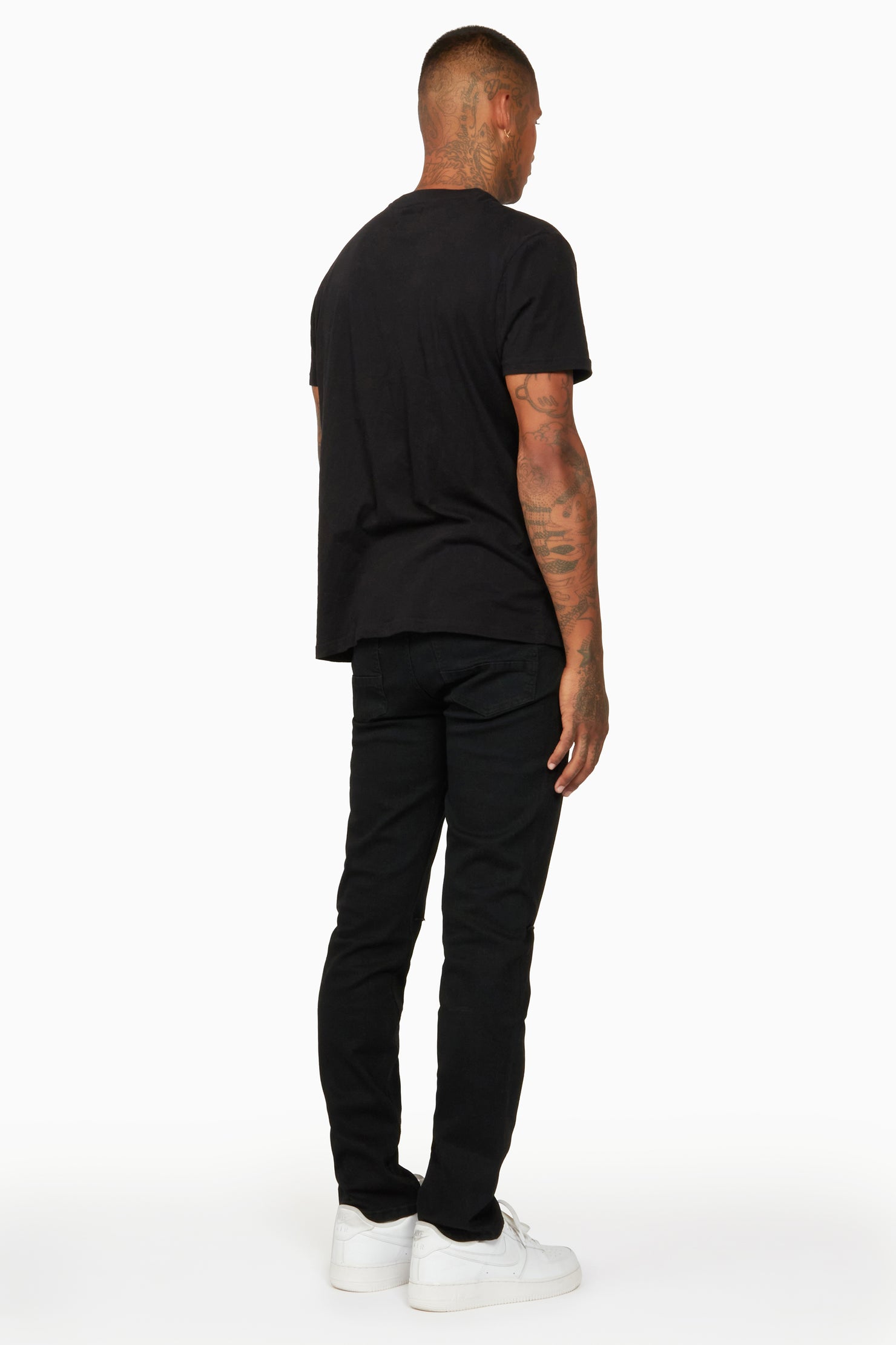 Oscar Black Knee Slit 5 Pocket Jean Straight Fit