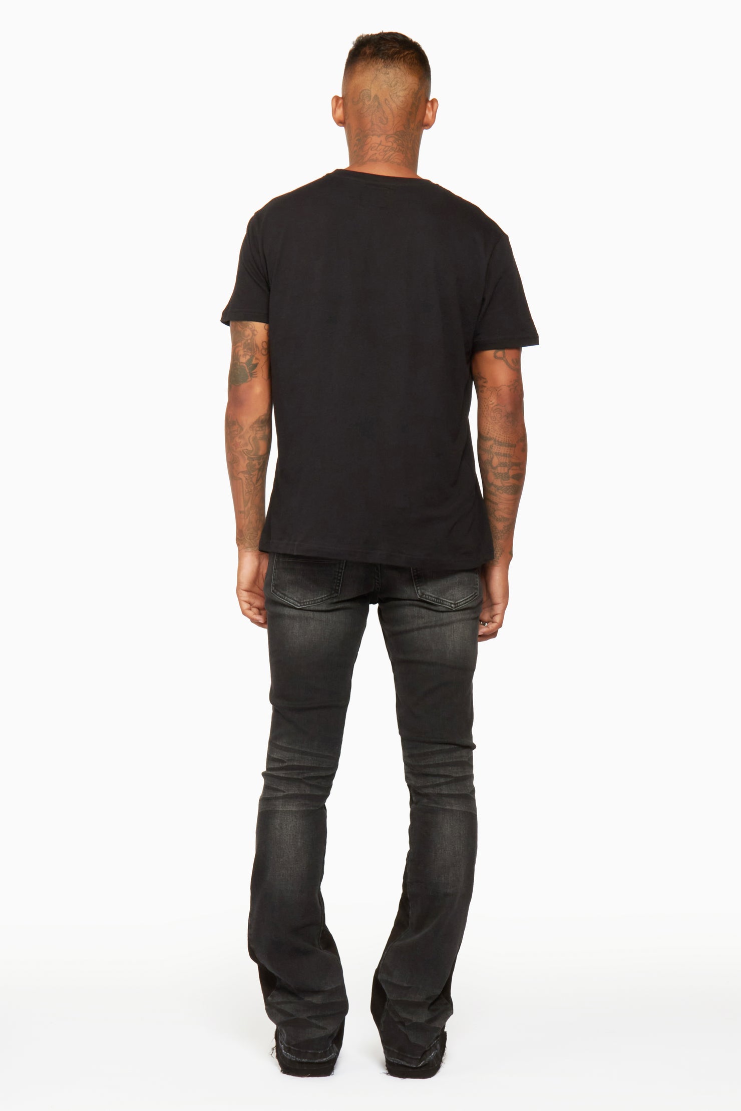 Tibbs Black Stacked Flare Jean