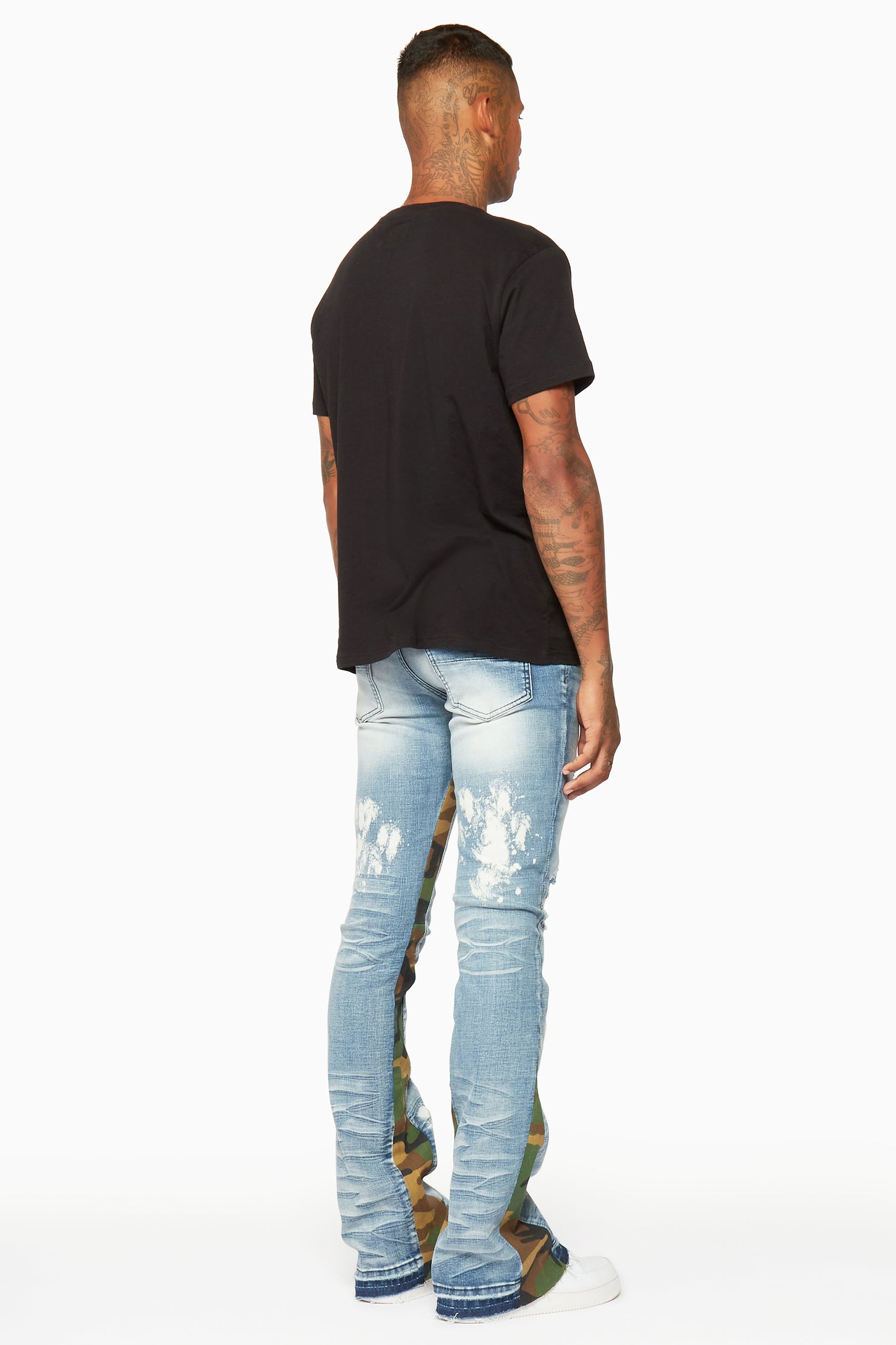 Strass Blue Stacked Flare Jean