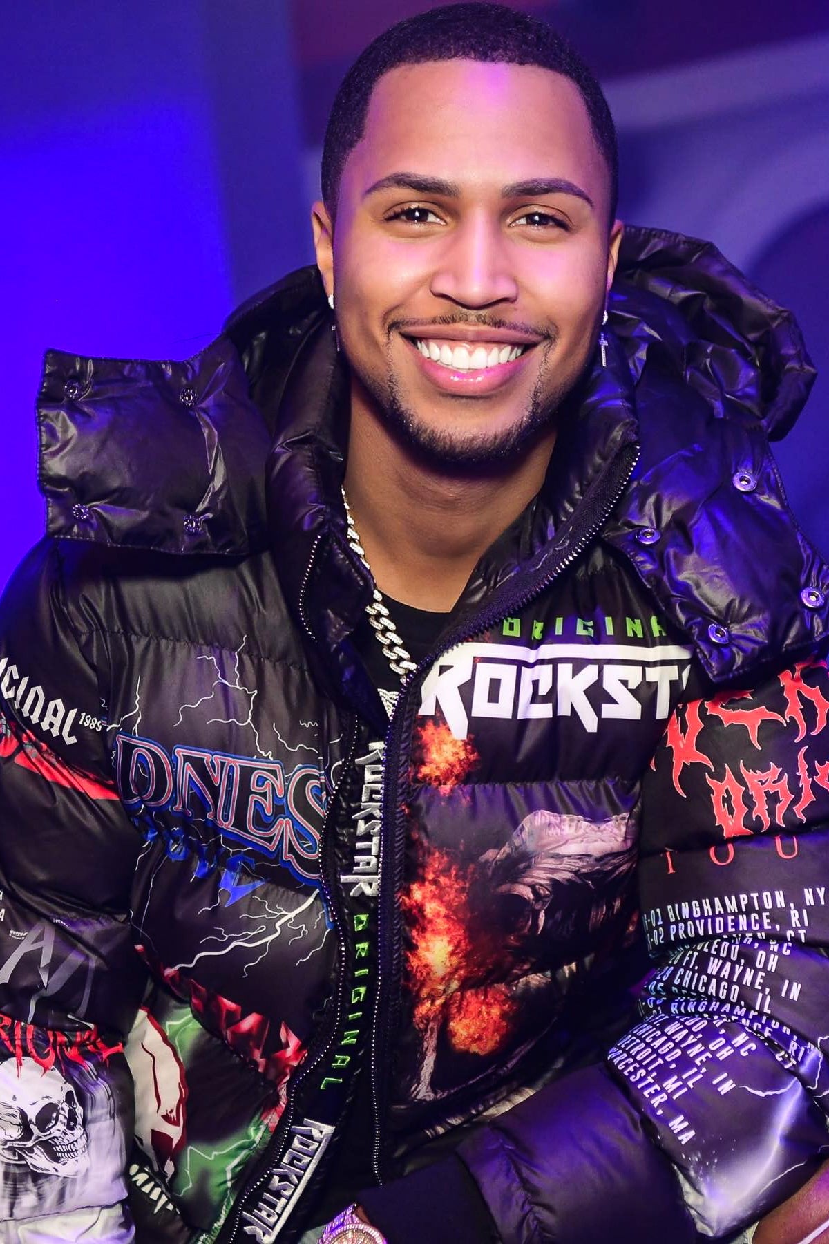 Nash Black Graphic Print Puffer Jacket