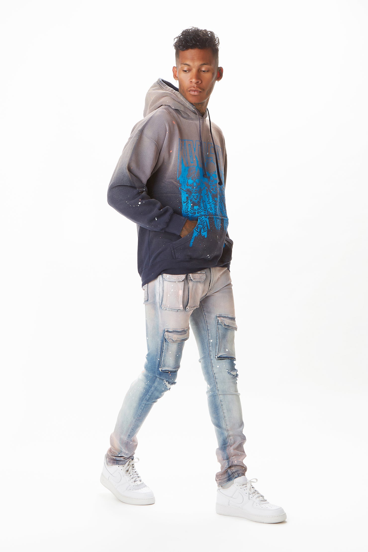 Sabbath Navy Graphic Printed Hoodie