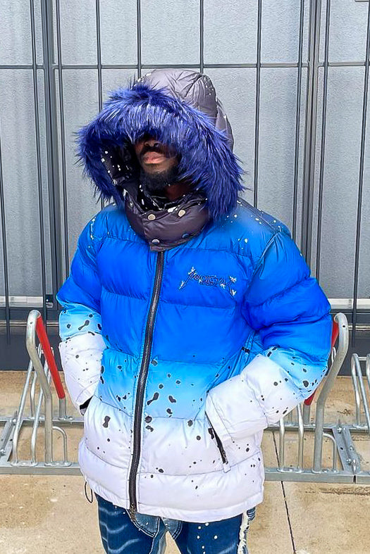 Royal Blue Curry Ombre Puffer Jacket
