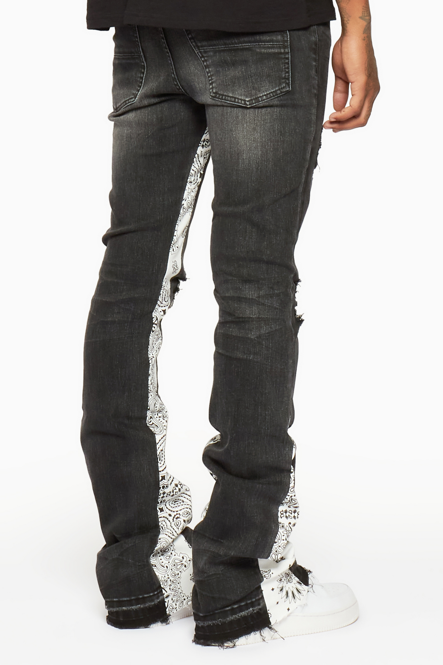 Wiz Dark Grey/White Stacked Flare Jean