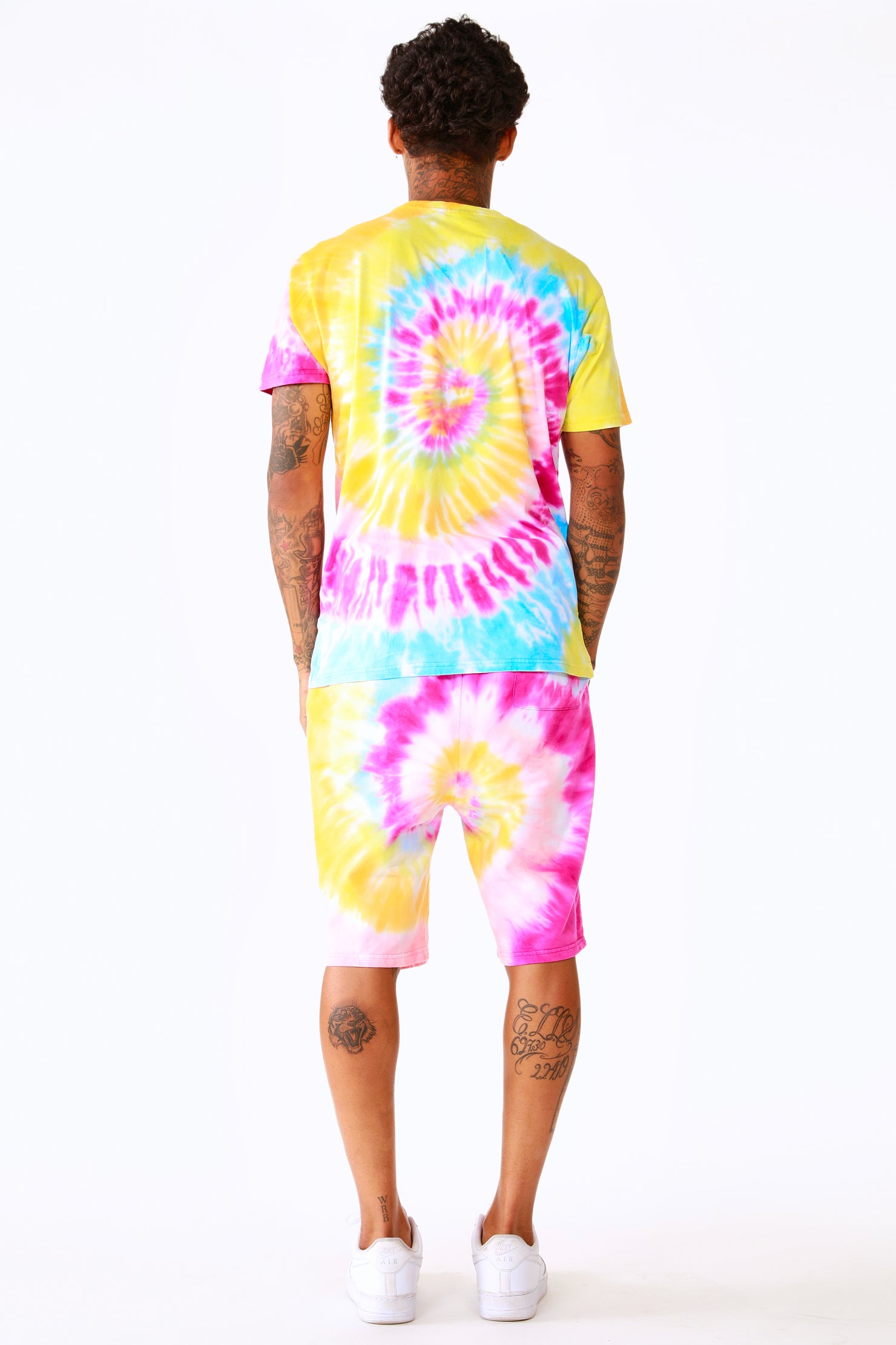 Kyler Tie Dye Short Set-Org/Pink