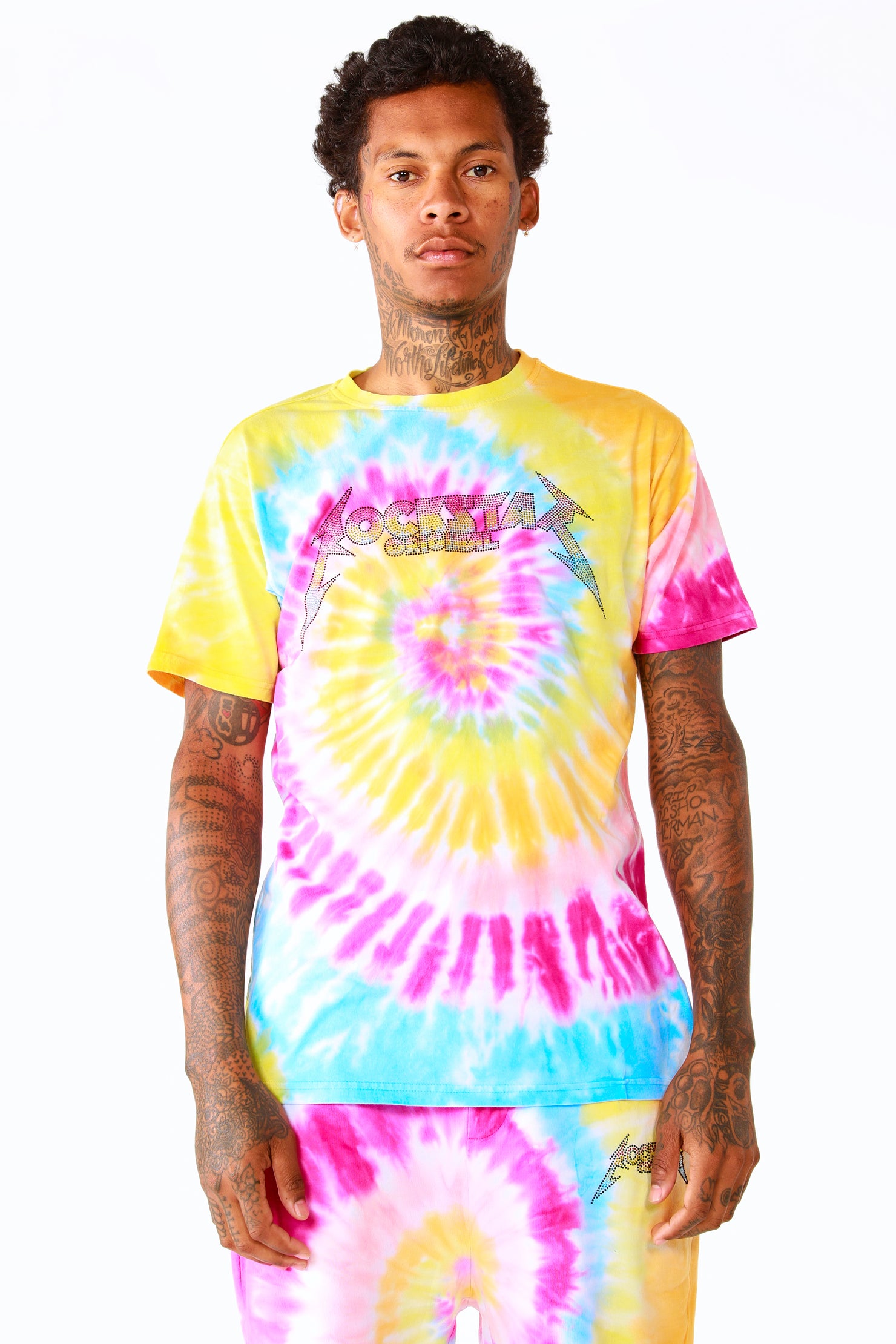 Kyler Tie Dye Short Set-Org/Pink
