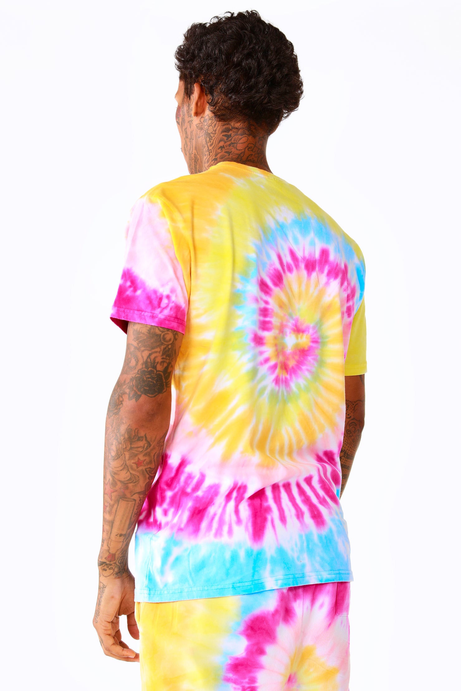 Kyler Tie Dye Short Set-Org/Pink