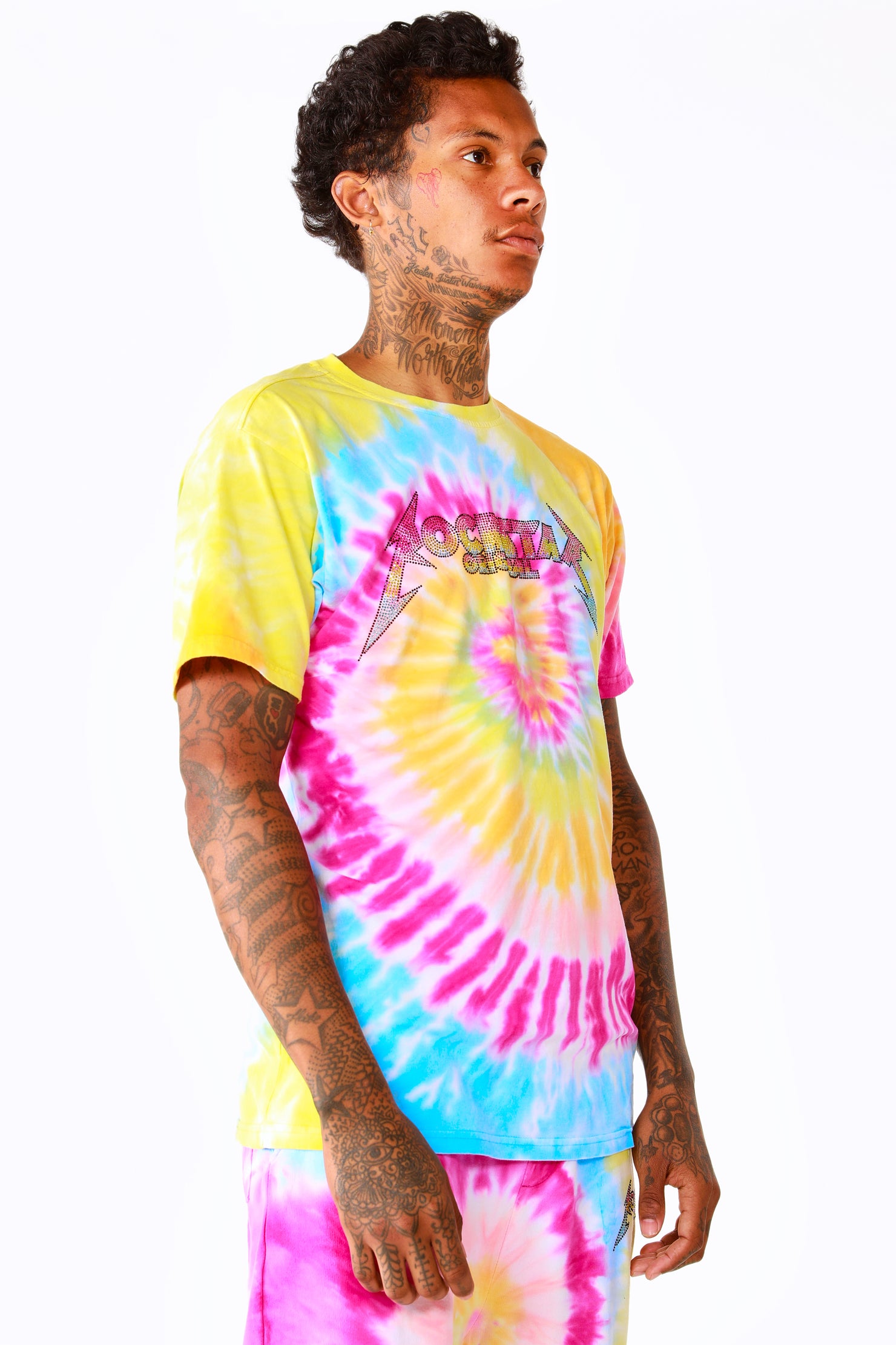 Kyler Tie Dye Short Set-Org/Pink