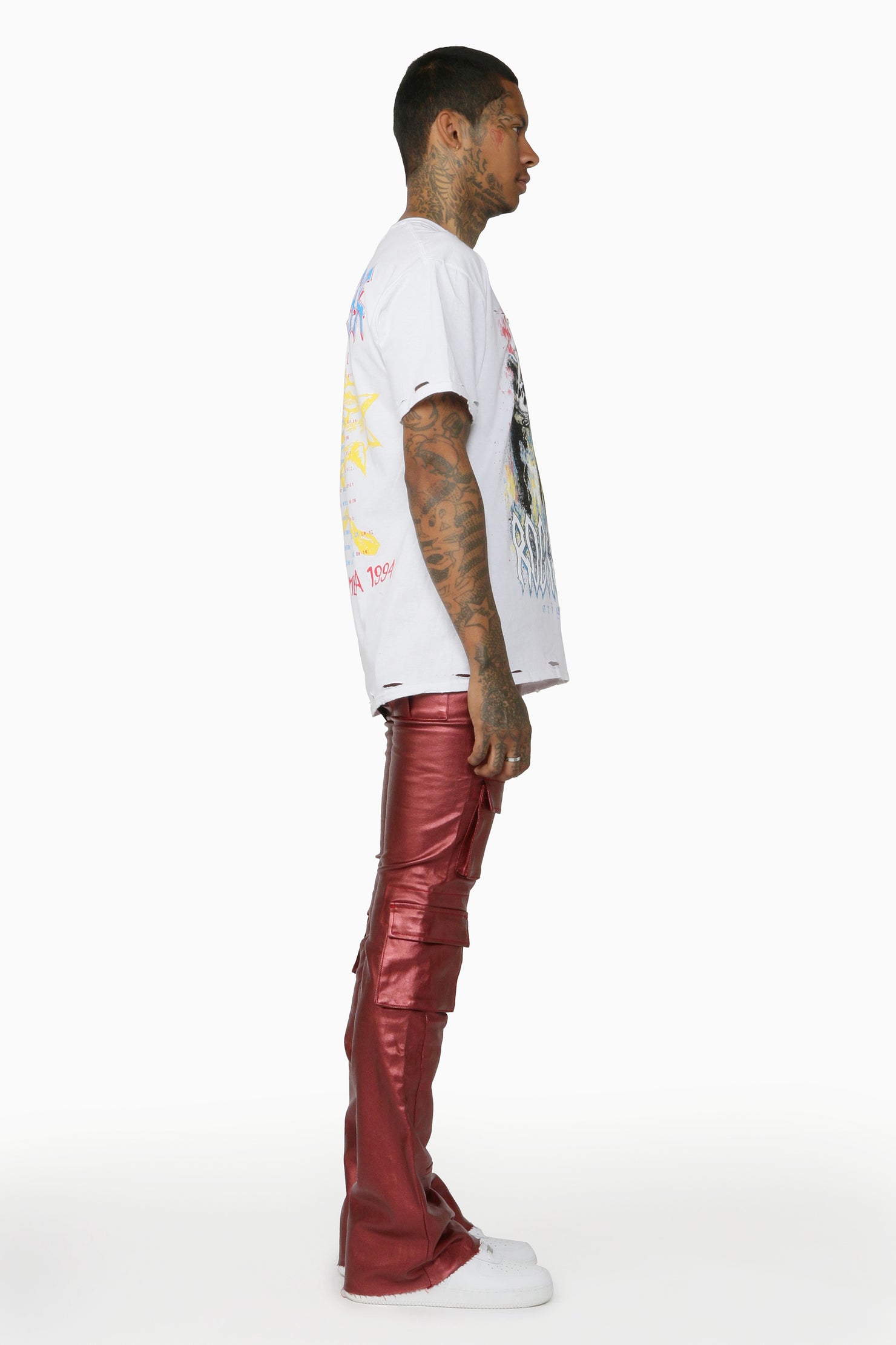 Rancid Burgundy Coated Flare Jean