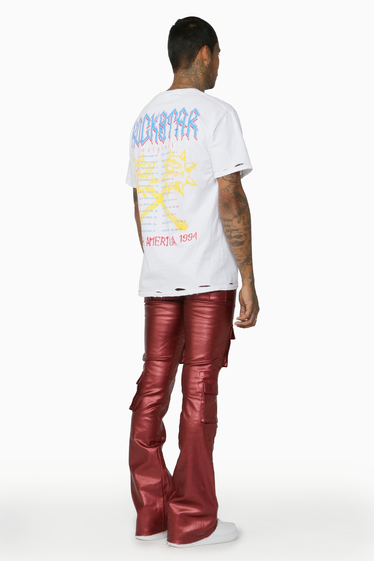 Rancid Burgundy Coated Flare Jean