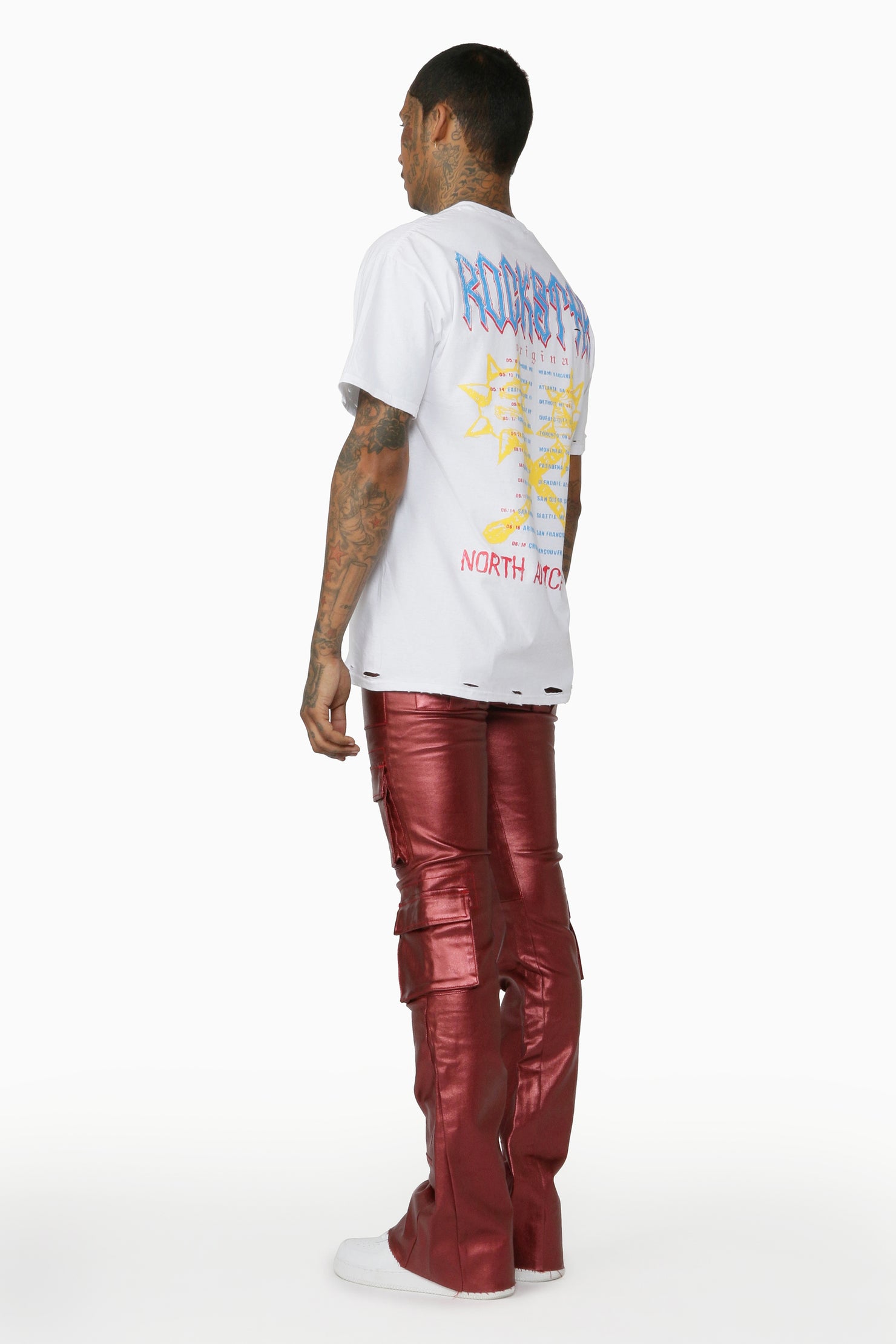 Rancid Burgundy Coated Flare Jean