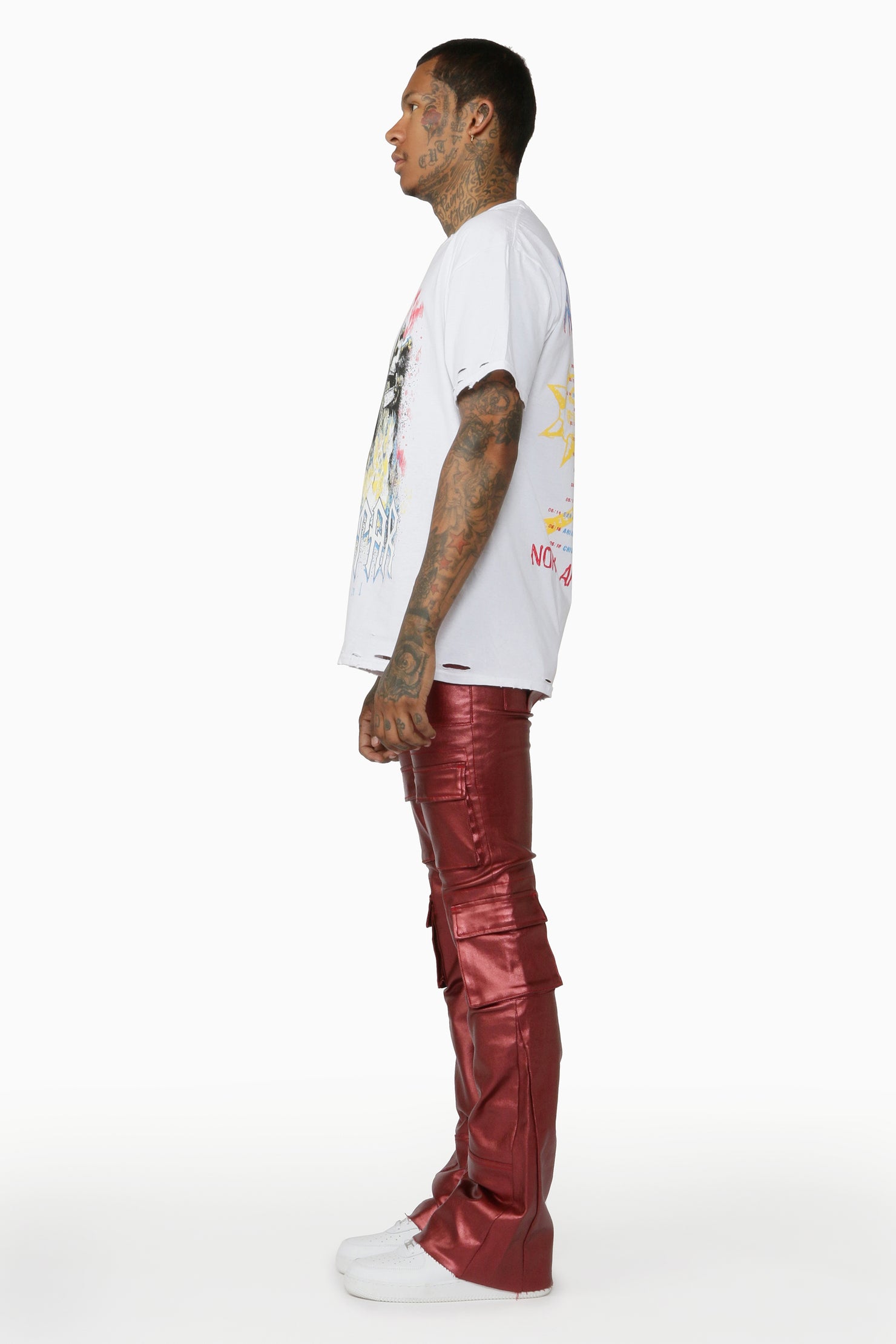 Rancid Burgundy Coated Flare Jean