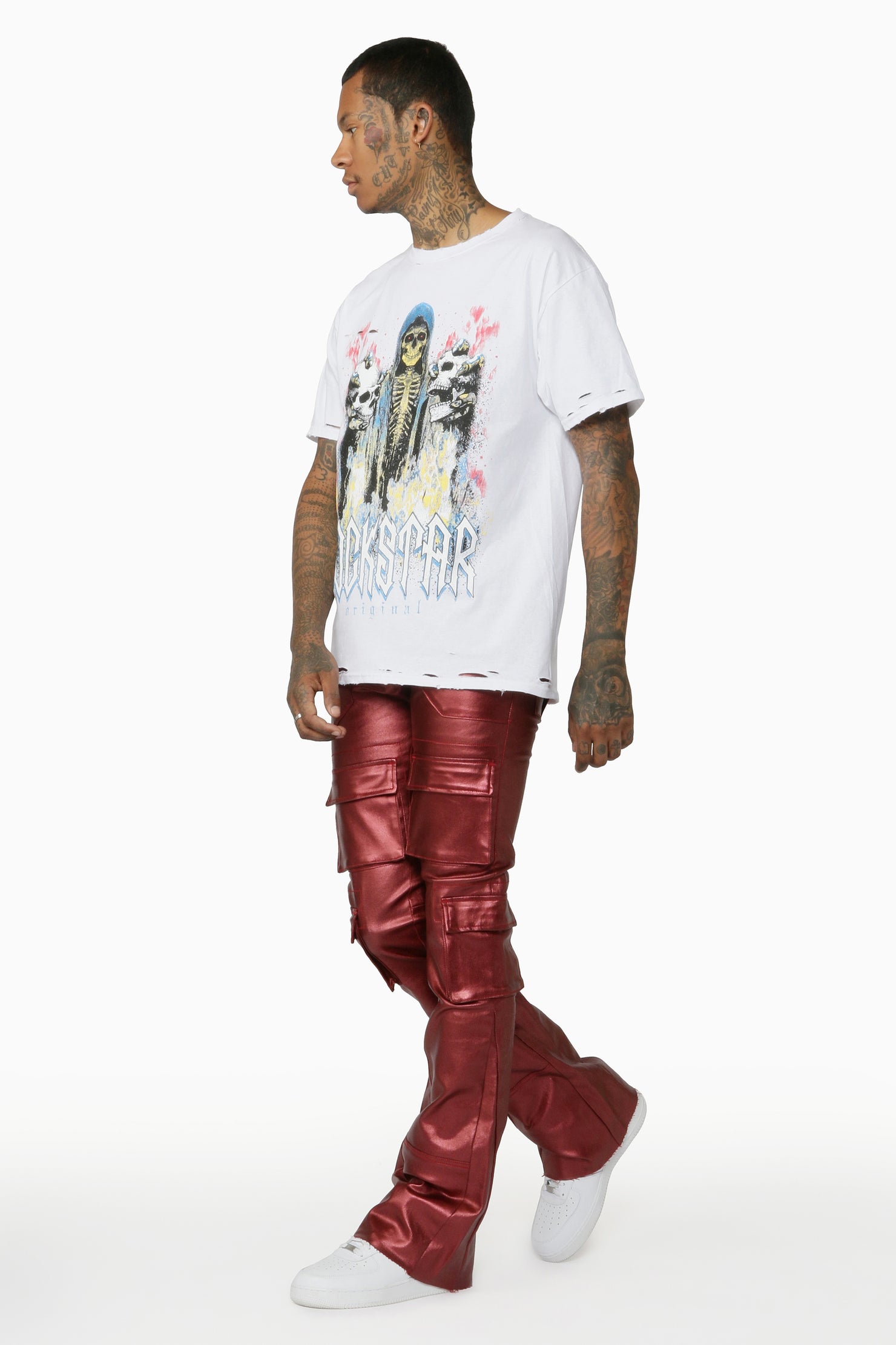 Rancid Burgundy Coated Flare Jean