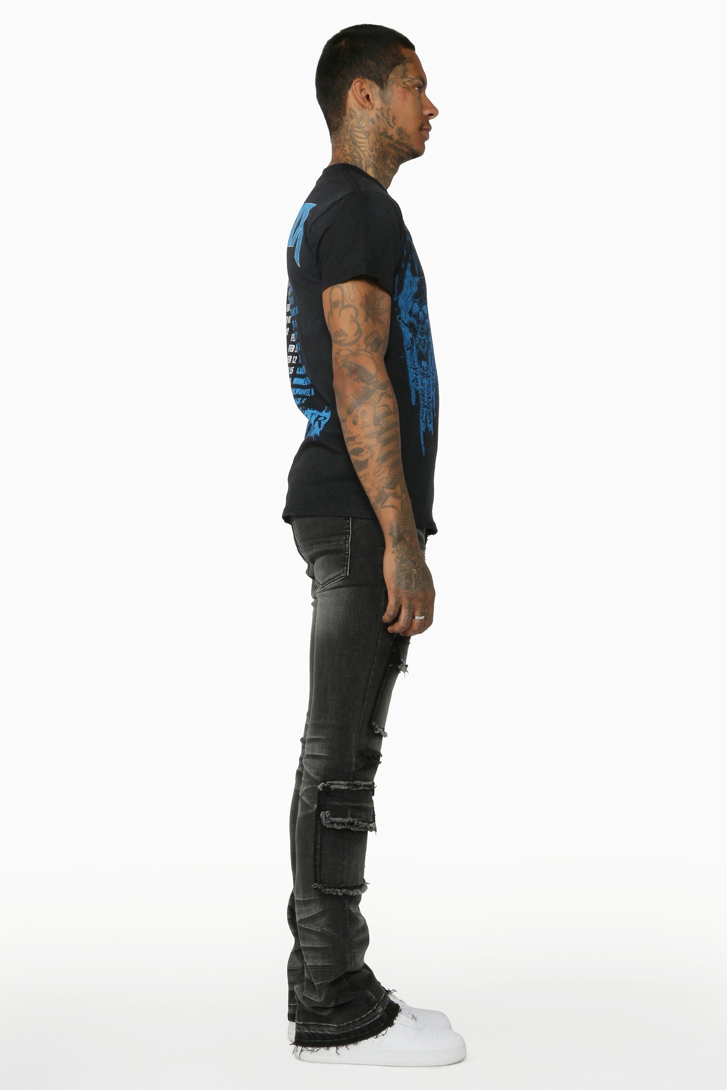 Tyrell Grey Stacked Flare Cargo Jean