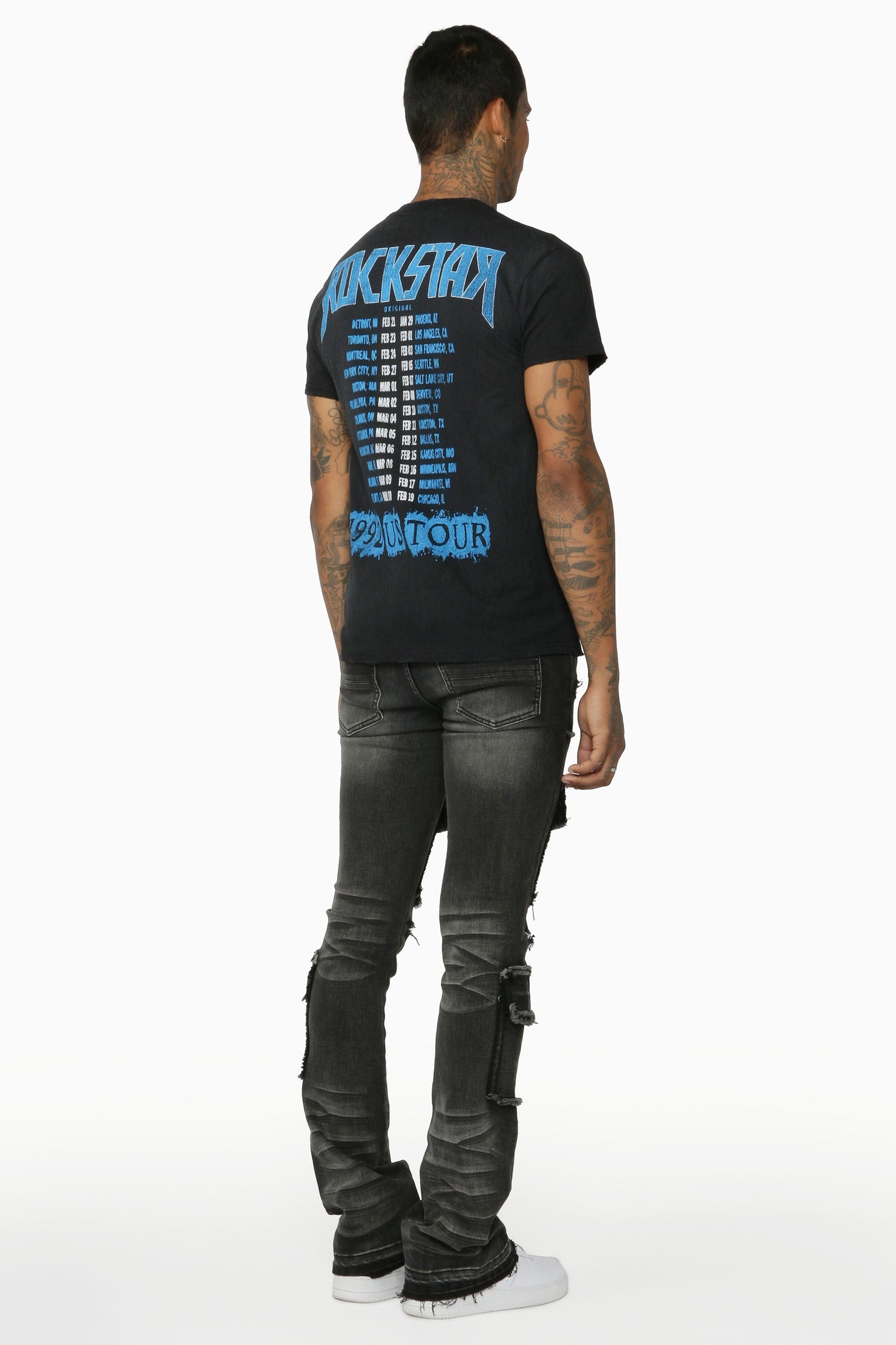 Tyrell Grey Stacked Flare Cargo Jean