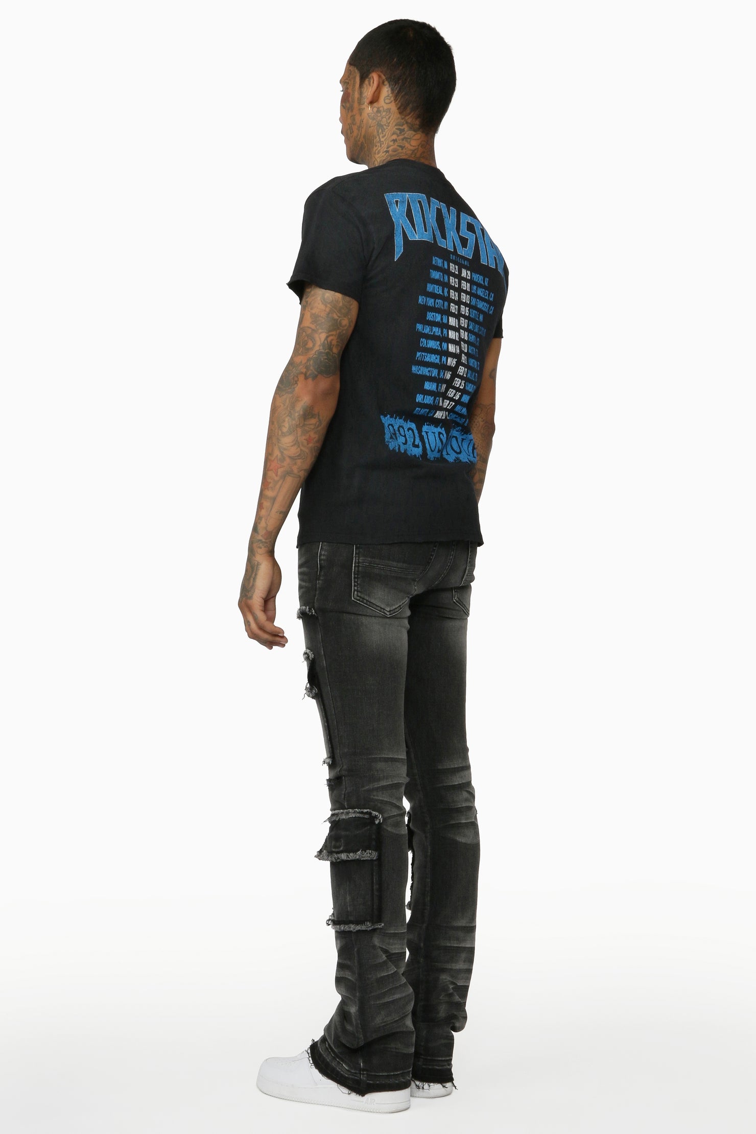 Tyrell Grey Stacked Flare Cargo Jean