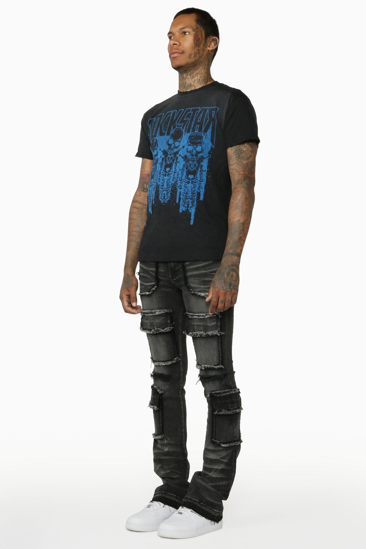 Tyrell Grey Stacked Flare Cargo Jean
