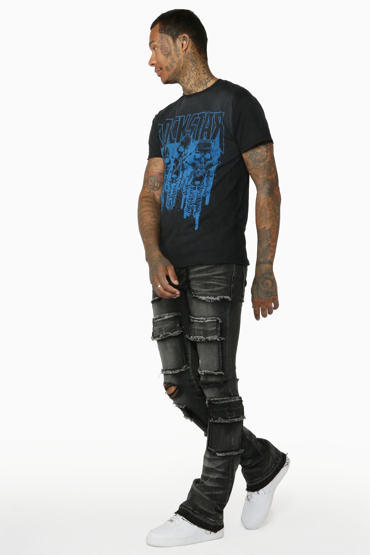 Tyrell Grey Stacked Flare Cargo Jean