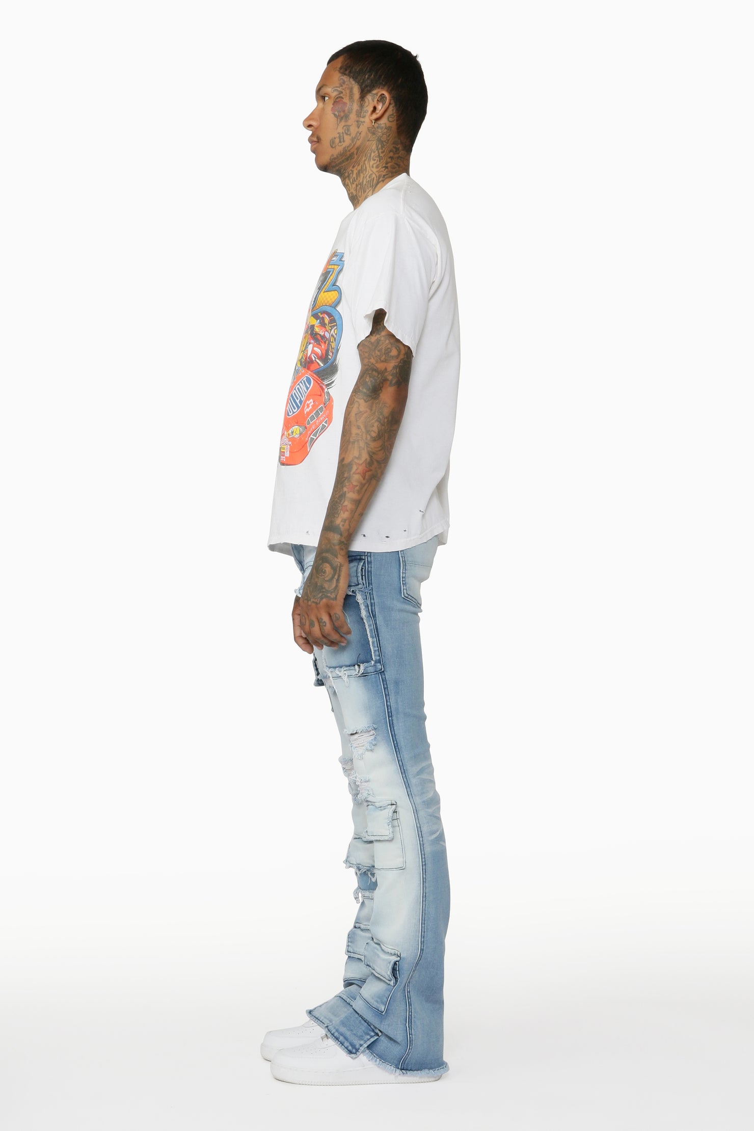 Glenn Blue Stacked Flare Jean