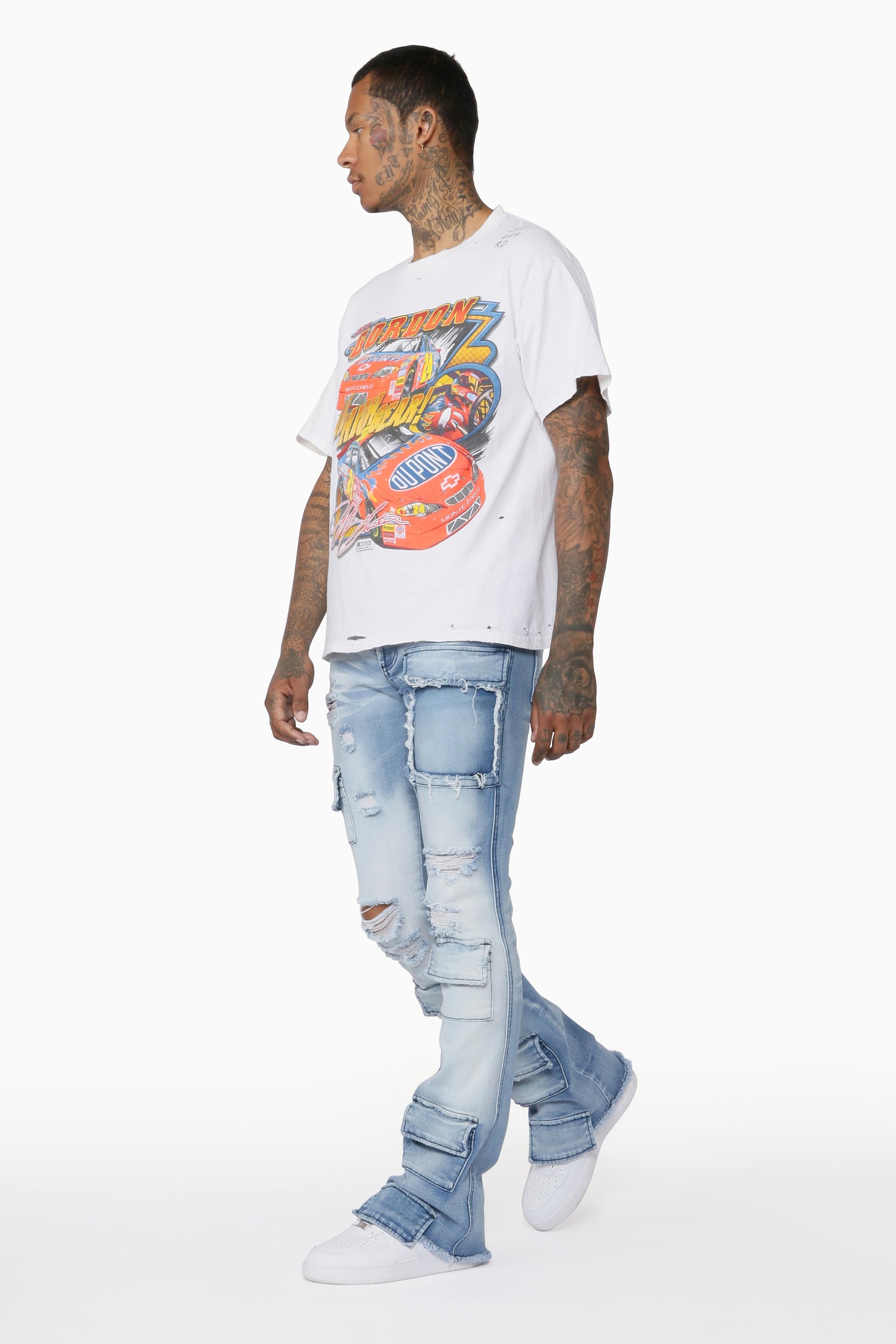 Glenn Blue Stacked Flare Jean