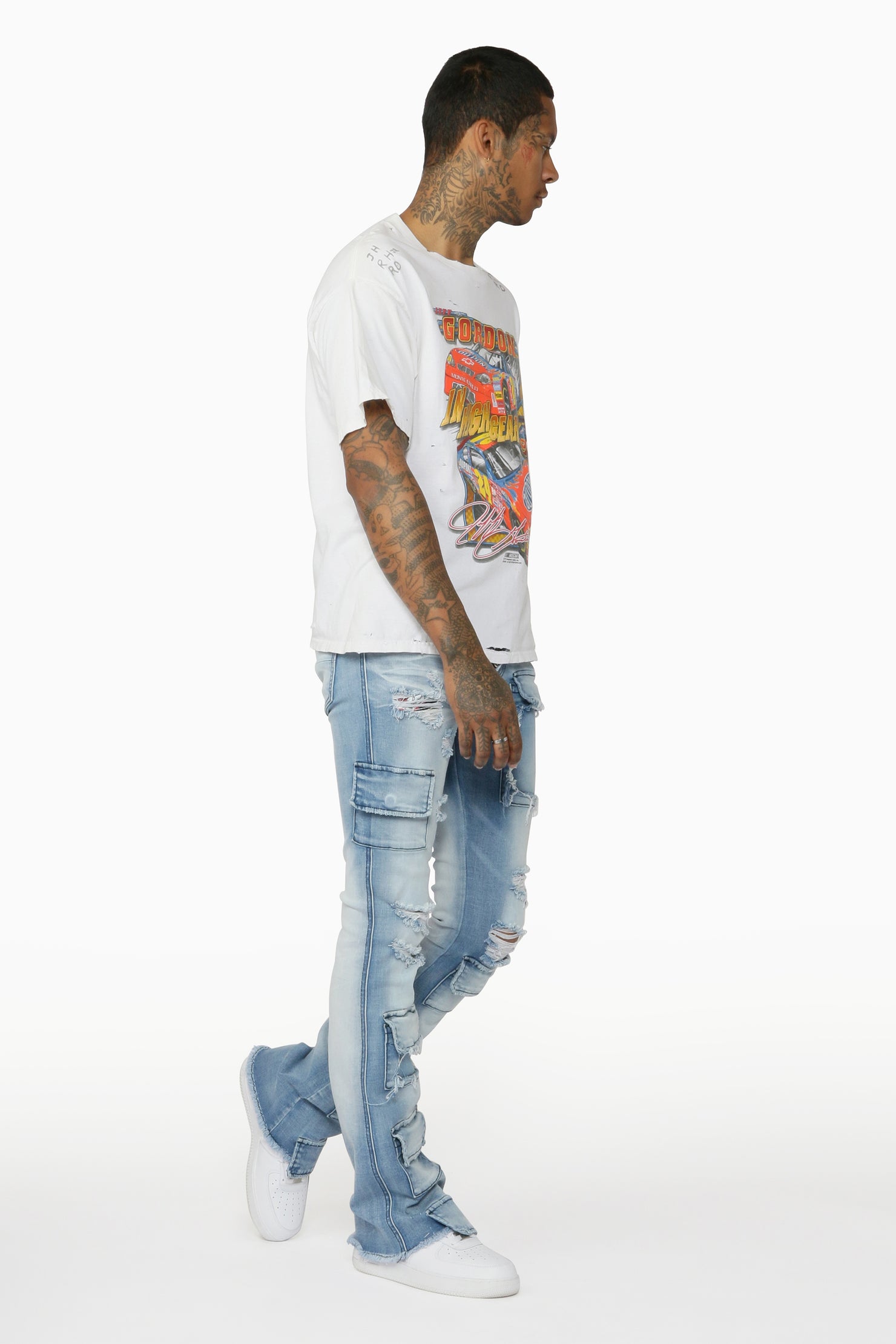 Glenn Blue Stacked Flare Jean