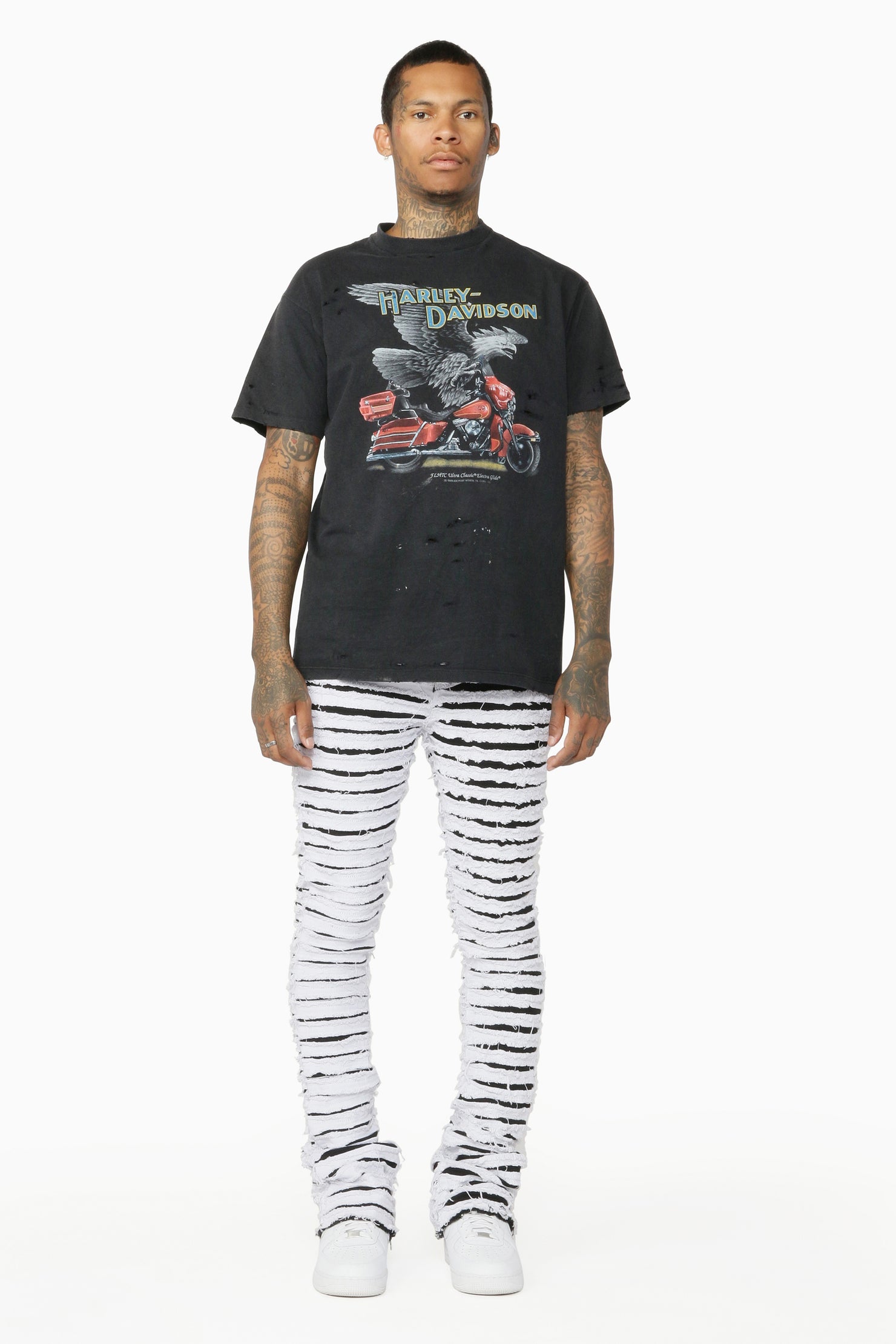 Kunno White Stacked Flare Jean