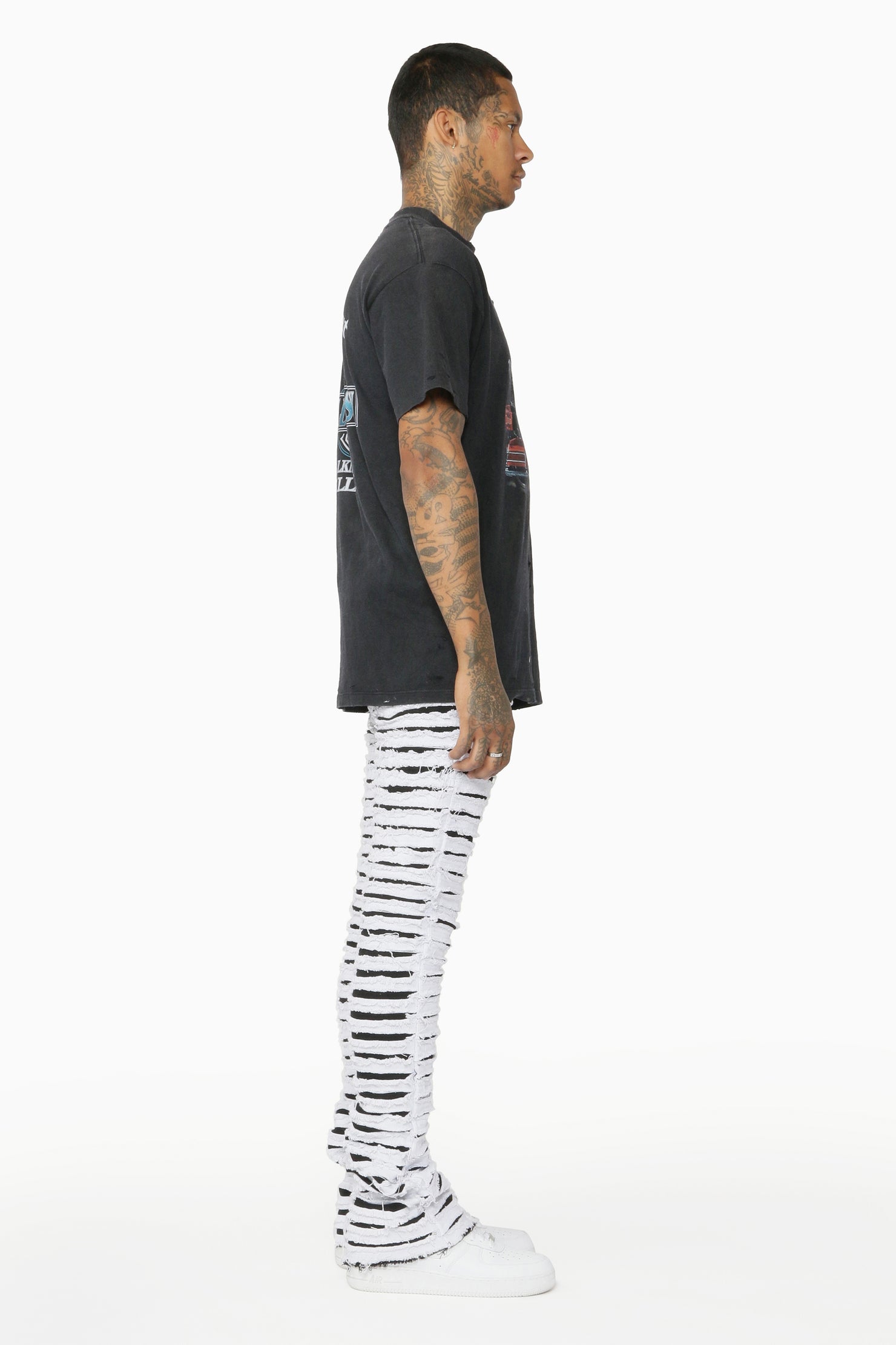 Kunno White Stacked Flare Jean