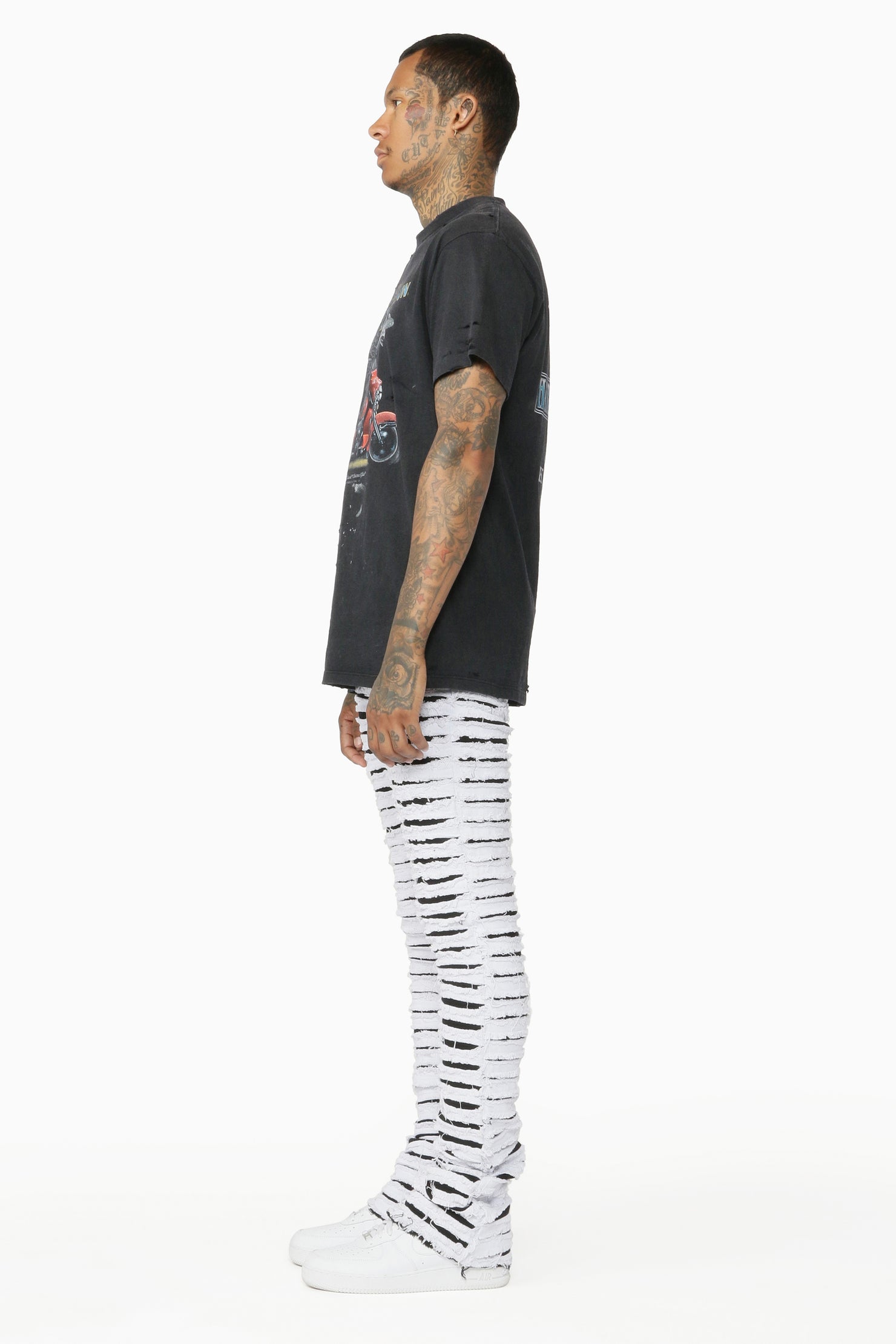 Kunno White Stacked Flare Jean