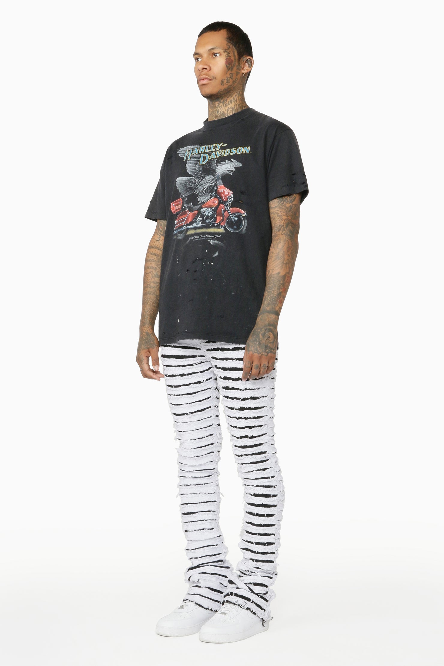 Kunno White Stacked Flare Jean